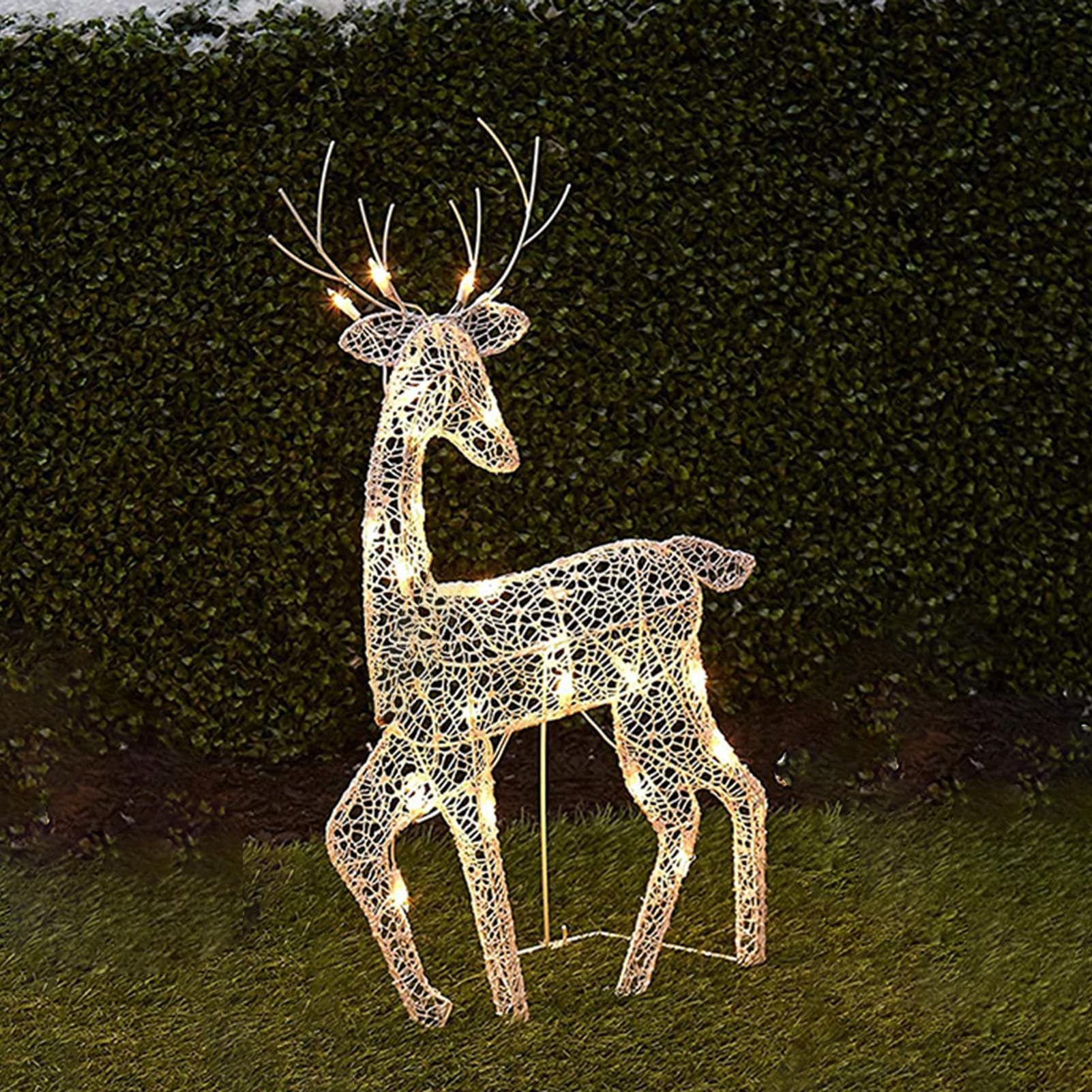 Renne de Noël extérieur étanche avec décors de cerf éclairés de vacances pour cour et jardin