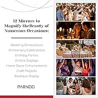 Vista 4 de PARNOO - Placa de espejo redonda de 8 pulgadas, juego de azulejos de espejo de placa de vidrio de 0.472-0.059 in de grosor con bordes lisos