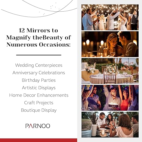 Miniatura 4 de PARNOO - Placa de espejo redonda de 10 pulgadas, juego de azulejos de espejo de placa de vidrio de 12 a 0.059 in de grosor con bordes lisos,