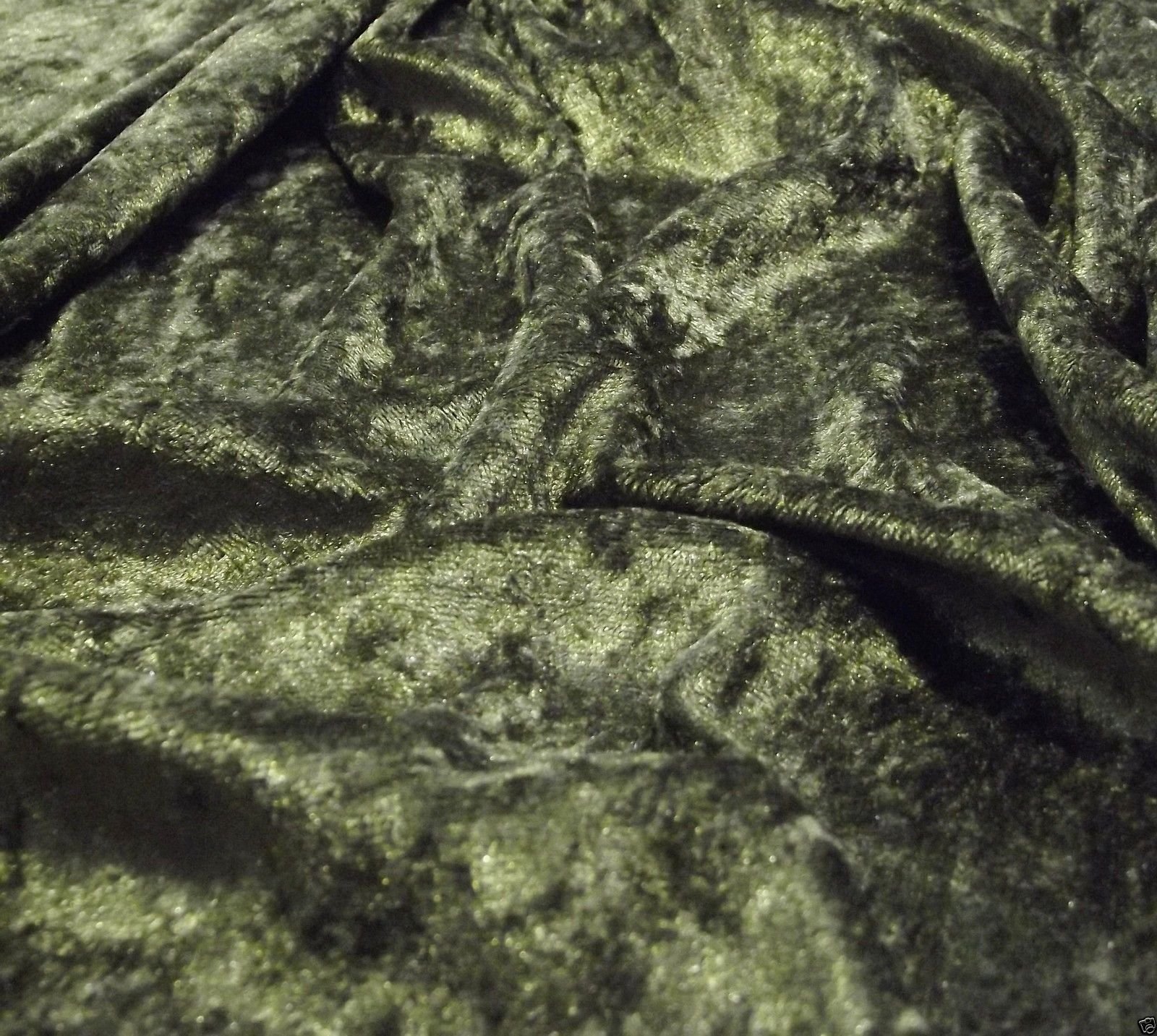 Swincrfat2 Green Crushed Velvet Velour Fabric Material - Olive, 1/2Mtr - 150Cmx50cm