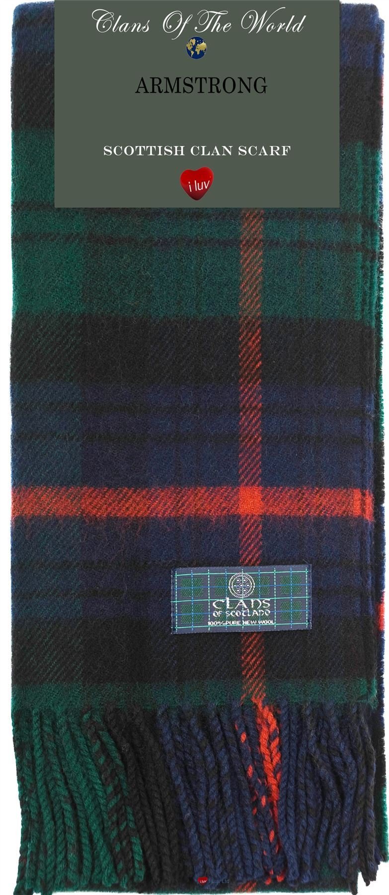 I LUV LTD Armstrong Modern Tartan Clan Scarf 100% Soft Lambswool