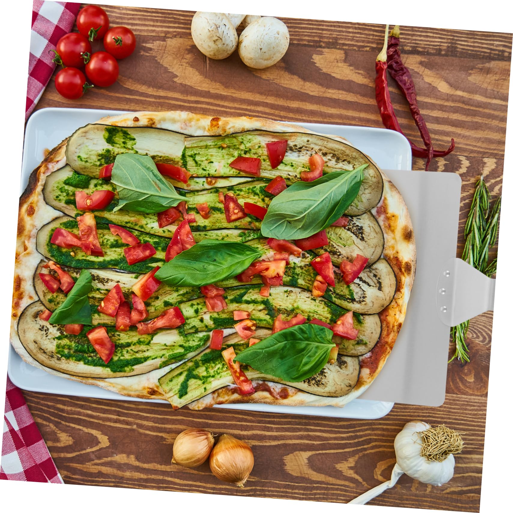 TOPBATHY Pala Per Pizza in Acciaio Inossidabile - Pala Da Forno Con Manico in Legno Facile Da Pulire Leggera E Perfetta Per L'uso in Cucina E Ristorante