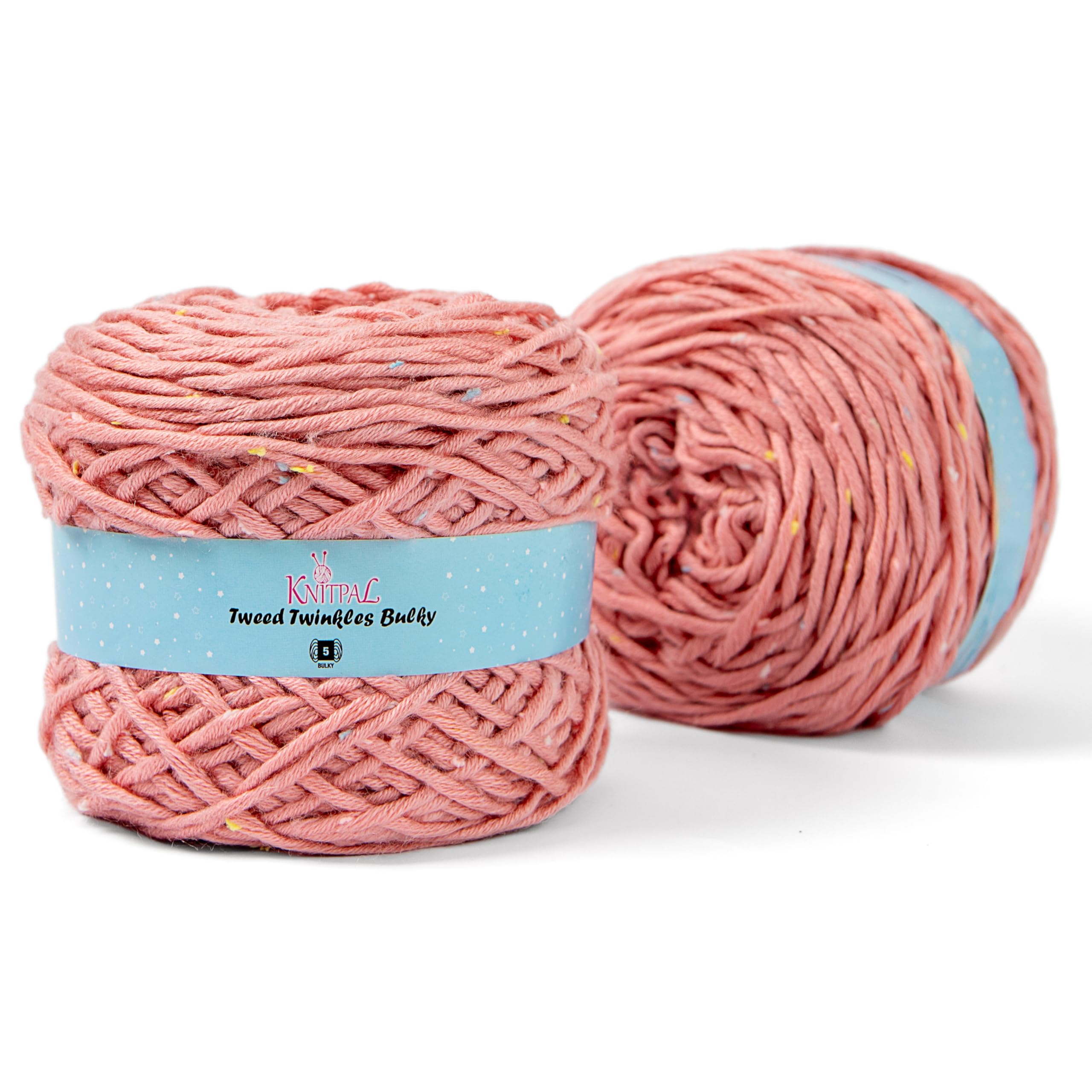 Tweed Twinkles sperriges Acrylgarn zum Häkeln, 2er-Pack (400 Yd/400 g), kostenlose Muster, grobes Tweed-Garn Nr. 5 Gewicht zum Stricken, Altrosa