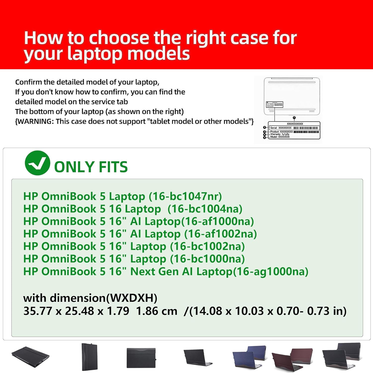 Laptop Case for HP OmniBook 5 Laptop 16-bc1047nr bc1004na bc1000na bc1002na ag1000na af1000na af1002na 2-in-1 16 in[Not Other Models] PU Leather Protective Bag Detachable Shell (Dark Blue)