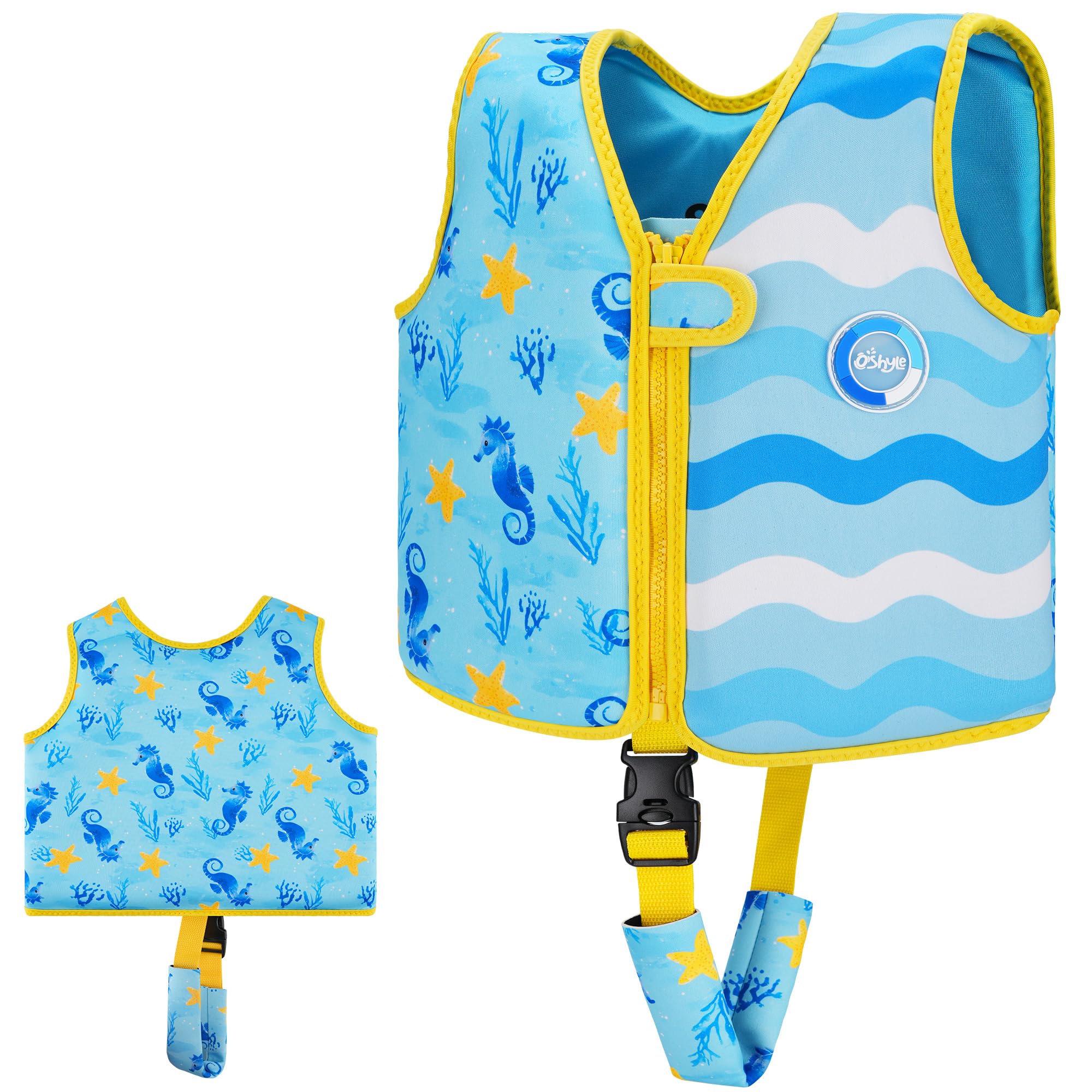 OSHYLE Gilet da nuoto per bambini, giubbotto galleggiante con cinghia di sicurezza, aiuto al galleggiamento