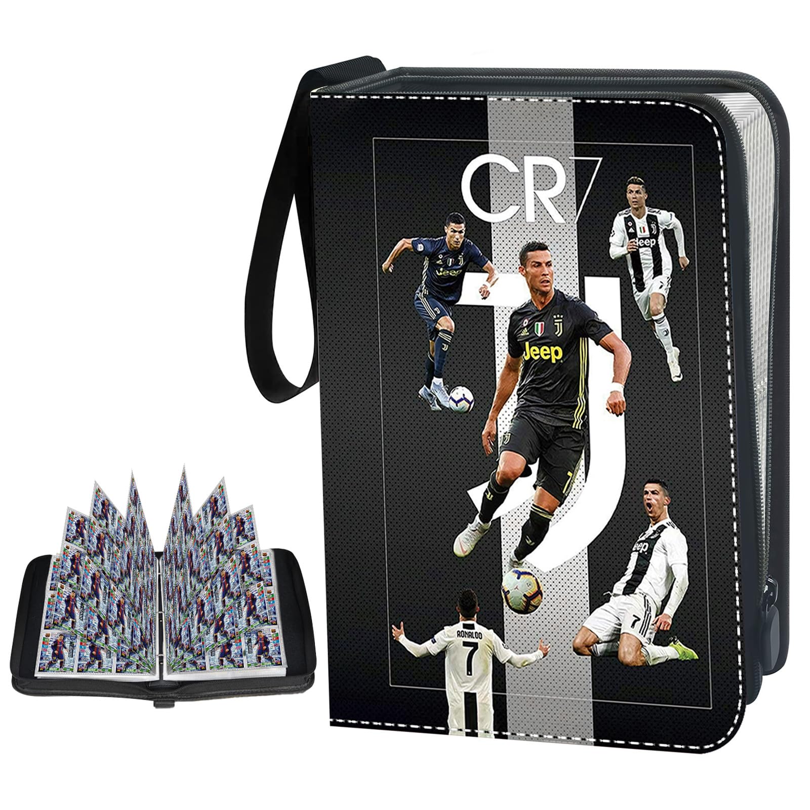 Fußball Sammelkarten Album, Sammelkarten Album Kompatibel Karten Sammelalbum, Fussball Karten Sammelalbum 50 Seiten 900 Karten Kapazität,Tragbar Wasserdicht PU Halter, Trading Card Ordner Heft