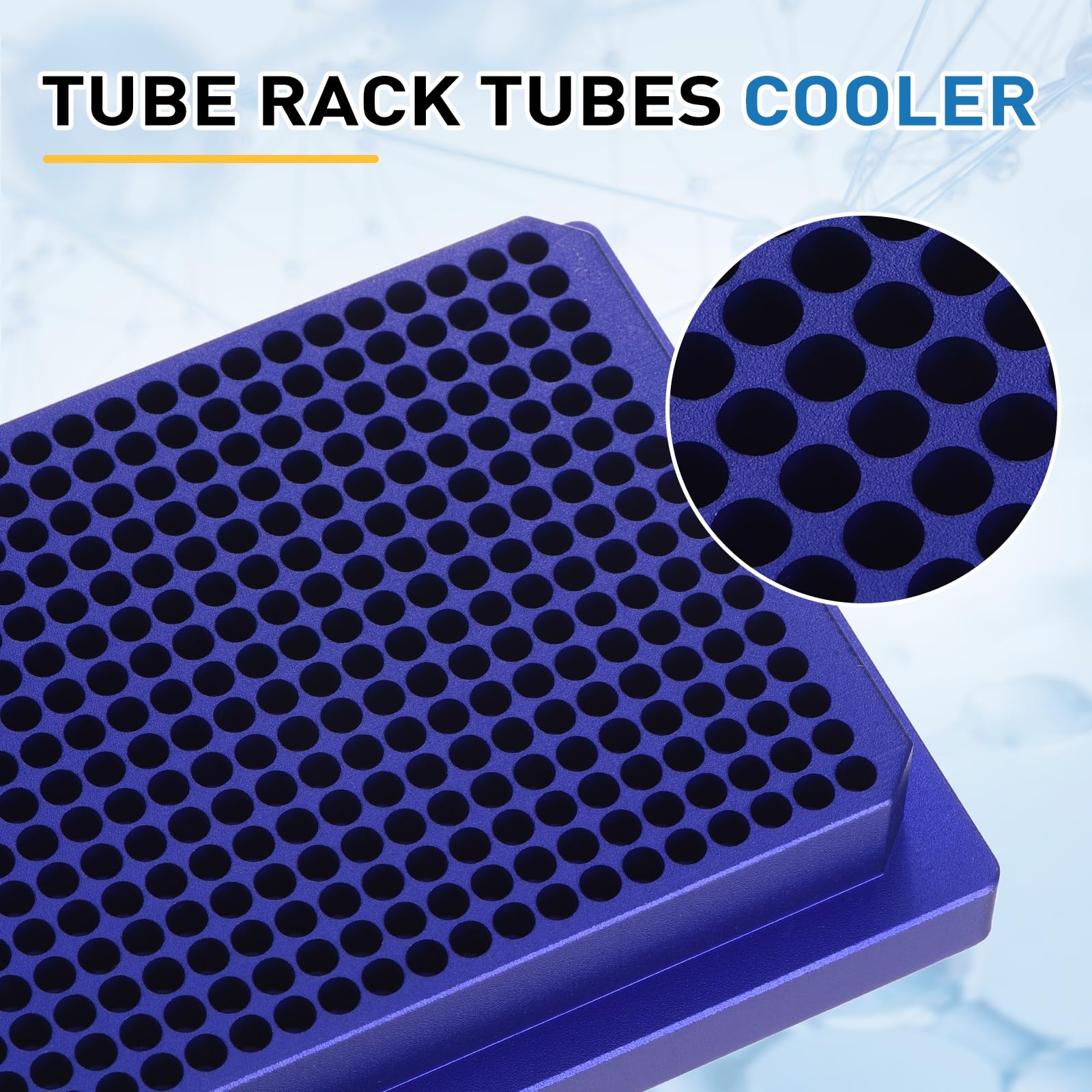 PATIKIL 384-Well-Mikrozentrifugenröhrenständer Kühler Tablett Gewebekulturplatte Aluminium-Kühlblock Für 50ml PCR-Teströhren Laborausrüstung Blau