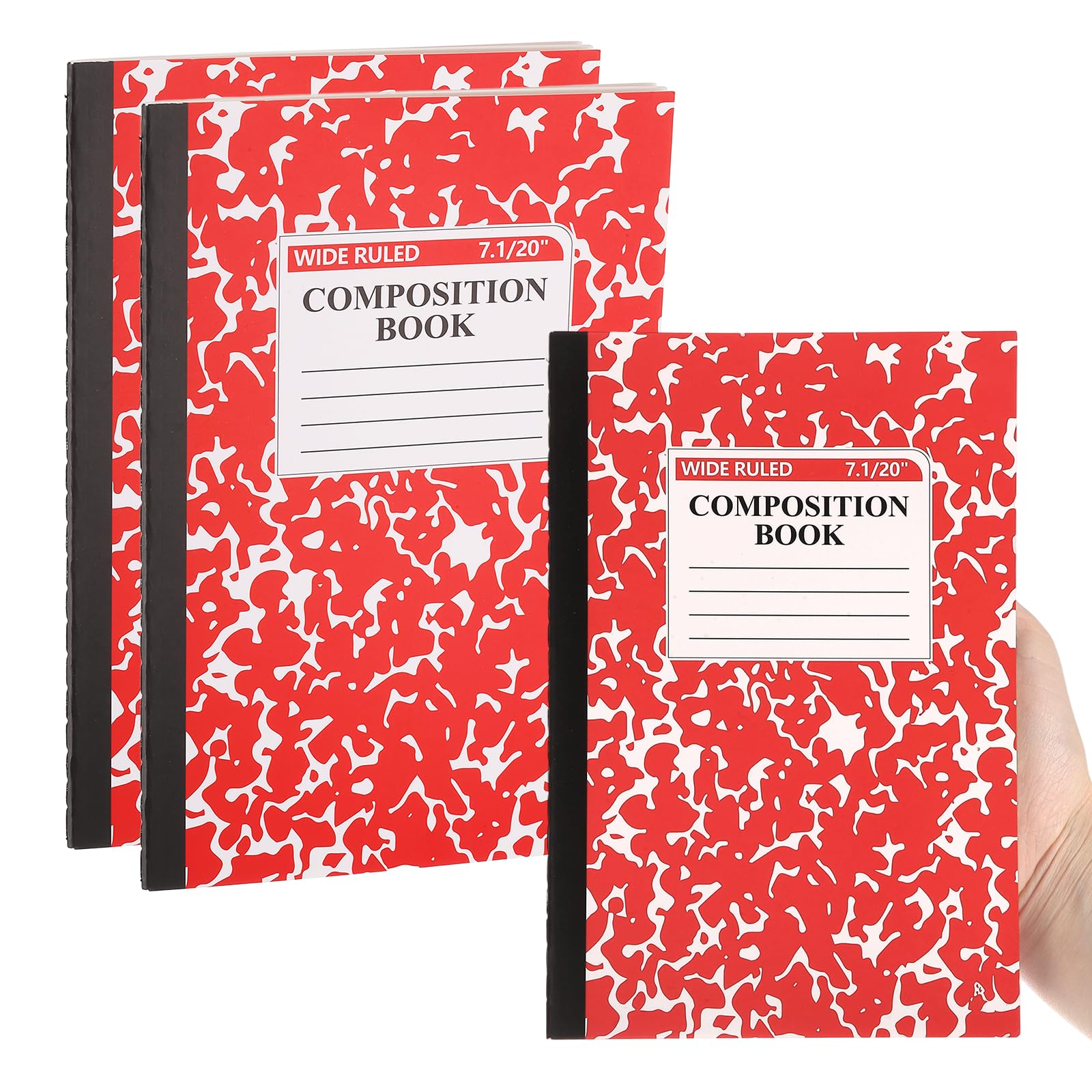 PATIKIL 2 Pack A5 Notebook, A5 Journal Mini Notebook Pocket Marble Memo Notepads Wide Ruled Lined Sketchbook Small 8.3x5.5 Inch 30 Sheets for Men Women Office Supplies Travelers,Red