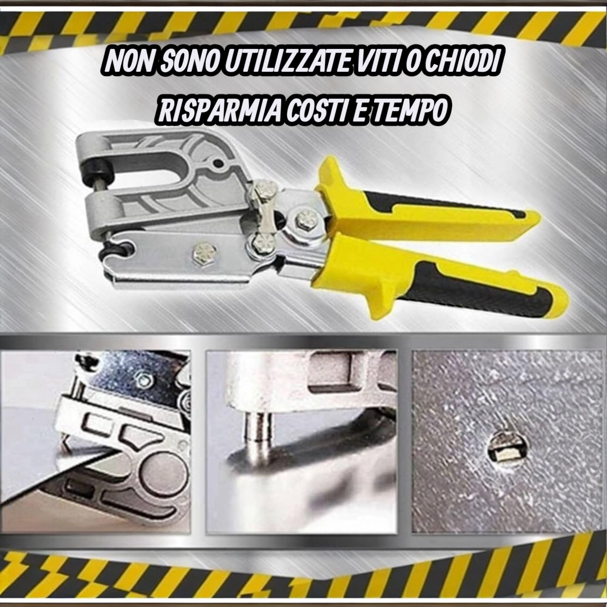 Topolenashop Pinza Crimpatrice per Cartongesso Professionale | Unisce Profili C e U Senza Viti | Pinza per Lamiera Acciaio | Manico Ergonomico Antiscivolo | Art. 82057