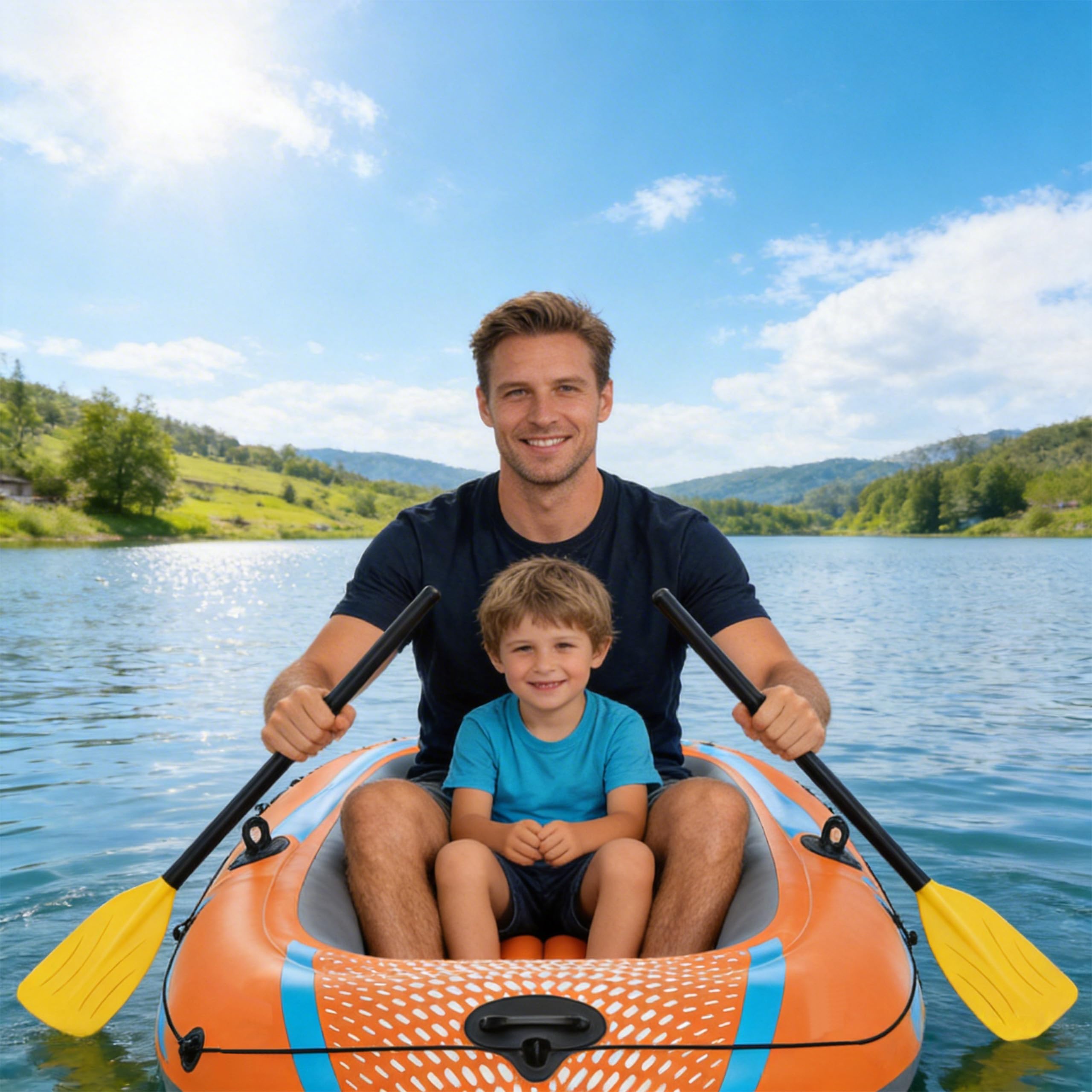 Bateau de pêche Gonflable en PVC 1100D pour 2 Personnes, livré avec pales et Pompe de gonflage, Dimension Environ 185 x 98 x 43 cm