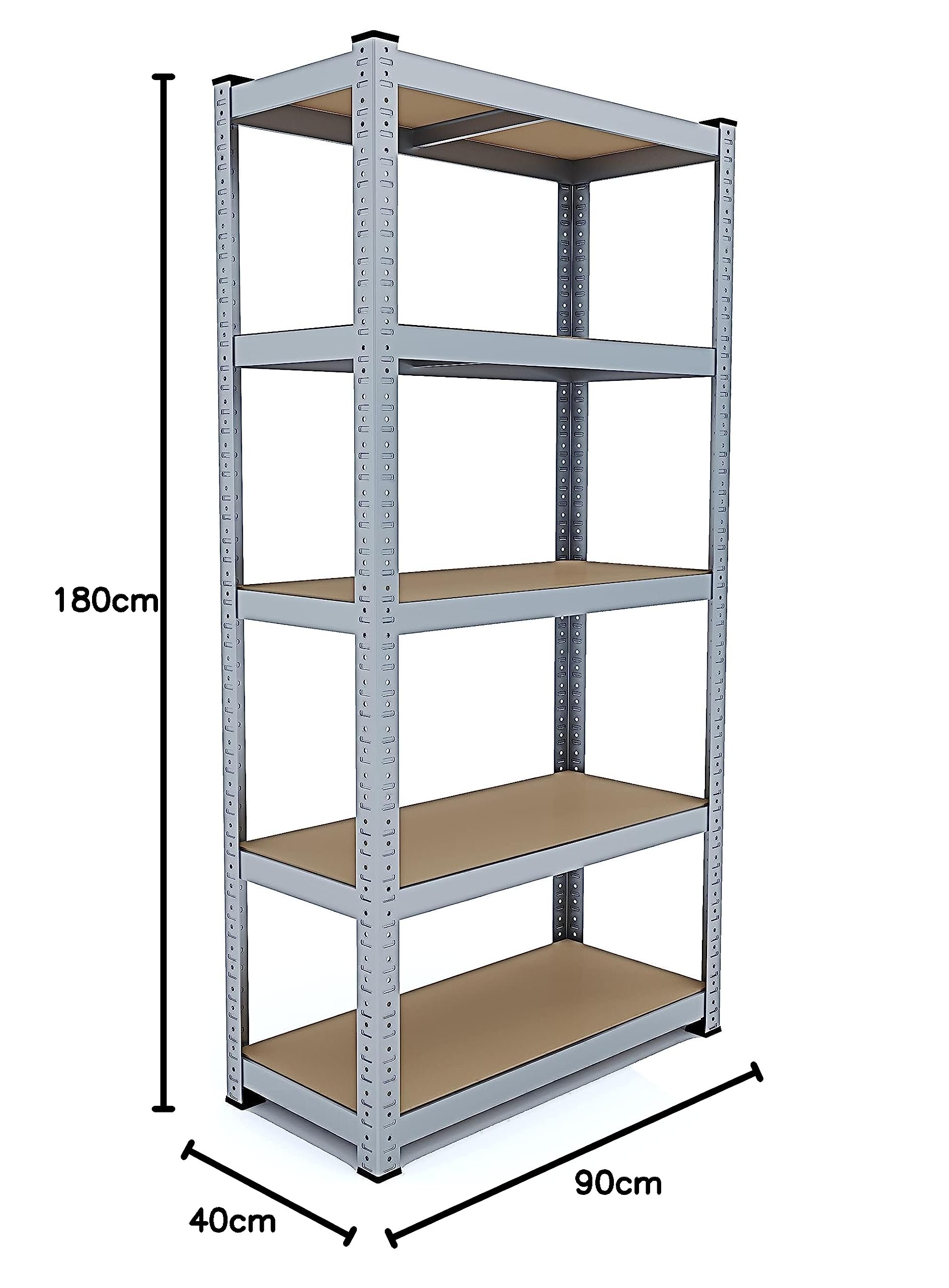 Arreditaly Set Di 2 Scaffali Per Garage In Metallo E MDF Ad Alta Portata Fino a 875 kg Scaffale Con 5 Ripiani Regolabili Officina Cantina Magazzino Capannone Design Modulare 180 x 90 x 40 cm