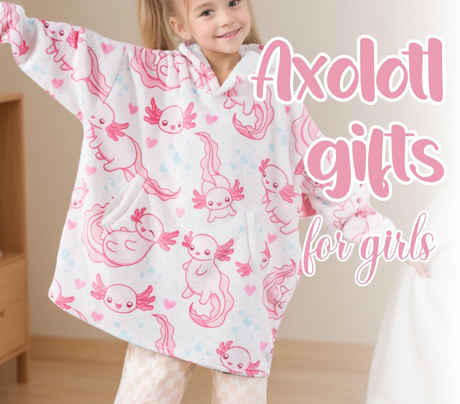 Axolotl Gifts for Kids, Oversized Wearable Blanket Hoodies, Gifts for Birthday, Christmas - Image 7