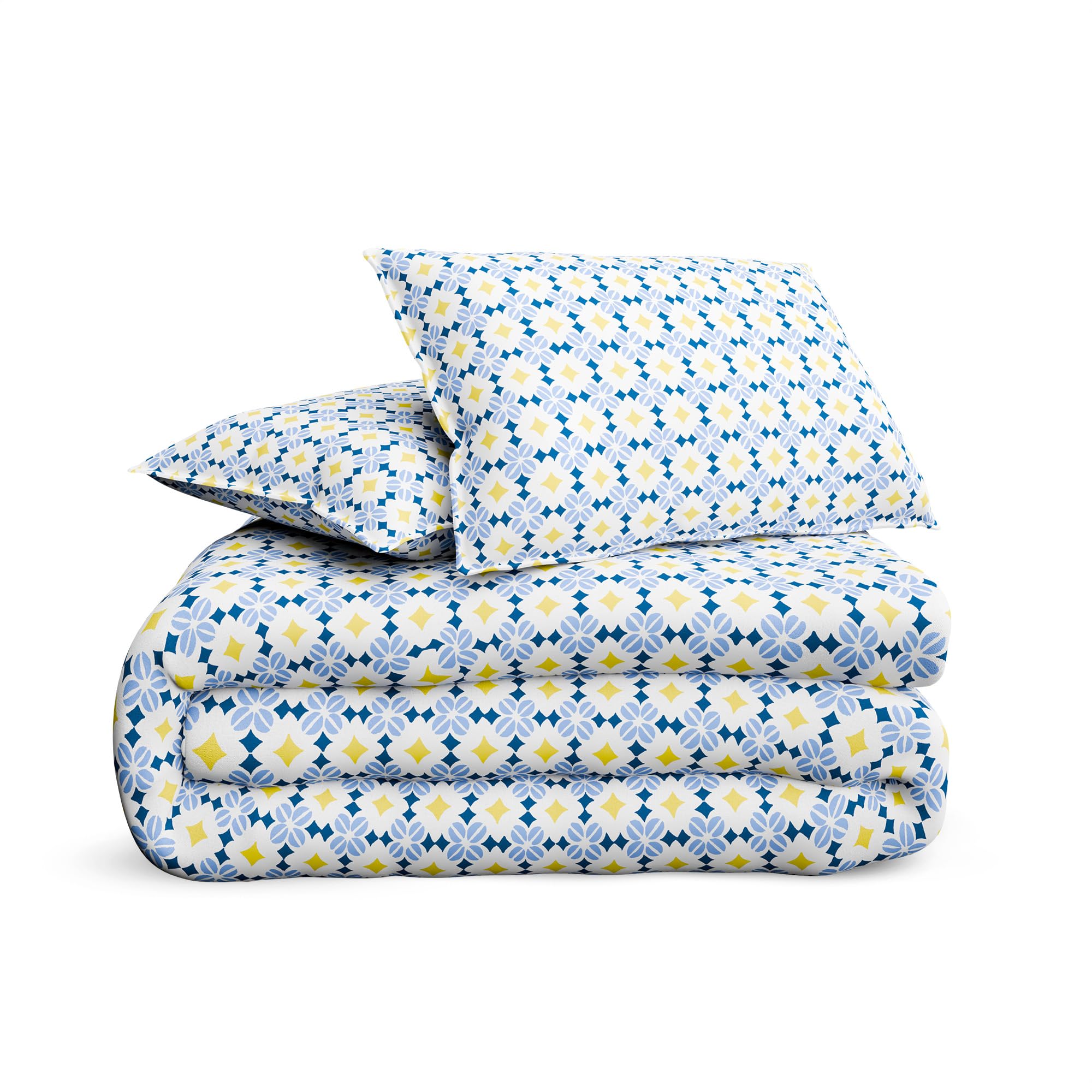 100% Cotton Double Comforter Set 160 x 220 with 2 Pillow Cases 50 x 75 CM, Cool & Crisp Soft & Cozy, 3 Piece Comforter Bedding Set (Double, Regatta Blue)