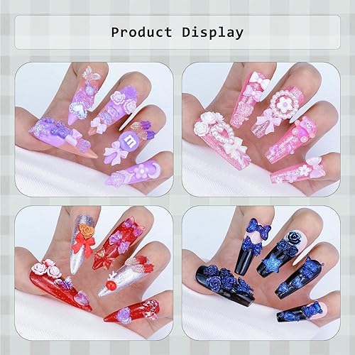 Miniatura 5 de Briskbloom 320 dijes blancos surtidos para uñas 3D, bonitos dijes de resina para decoración de uñas acrílicas, manualidades, dijes Kawaii Y2K con