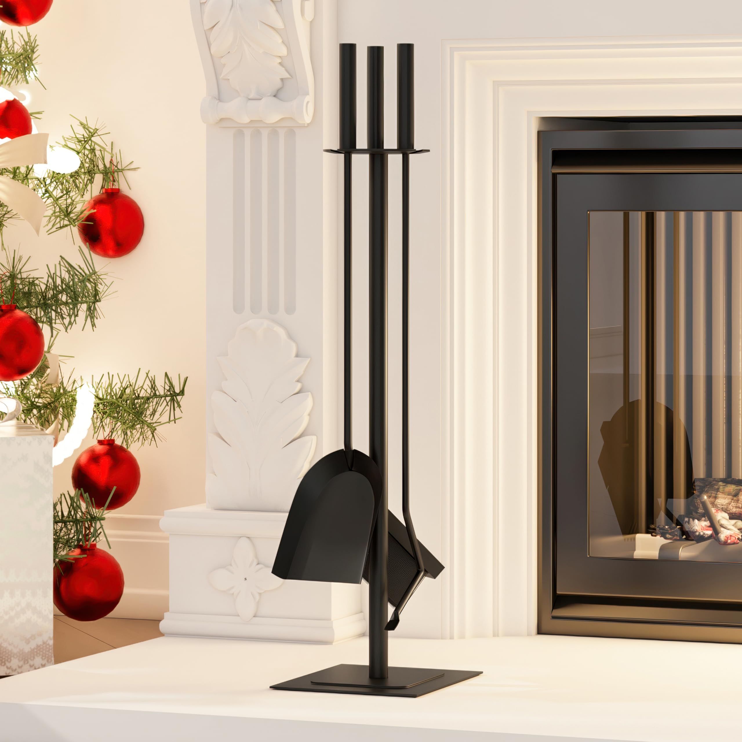 Kingson Set di 4 accessori per bruciatore di legna con spazzola, attizzatoio e pala, kit da focolare per interni 15 * 15 * 60CM