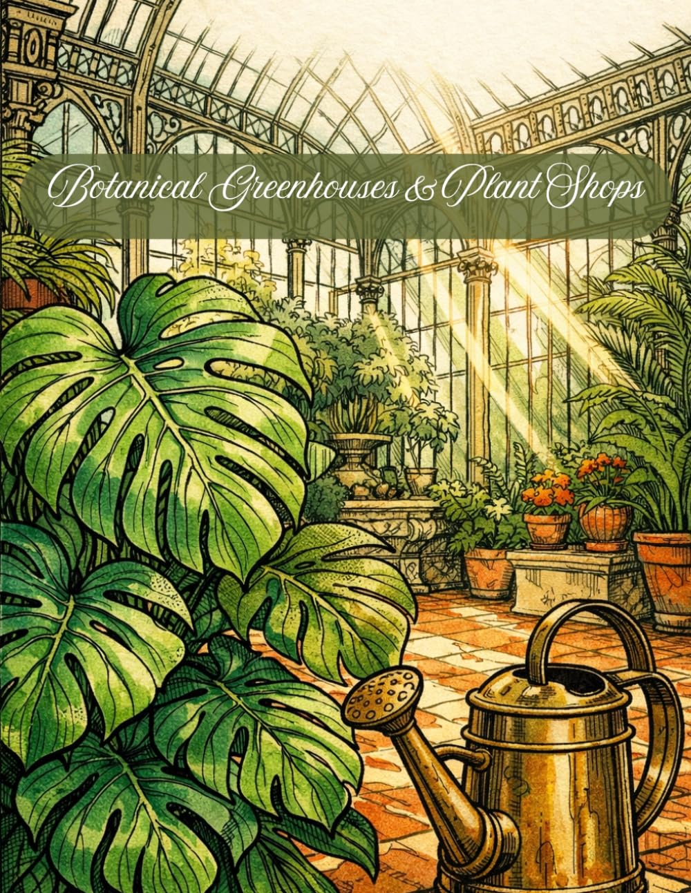 Botanical Greenhouses & Plant Shops: An Intricate Adult Coloring Book featuring Glasshouses, Monstera Deliciosa, Succulents, and Secret Gardens for Plant Lovers