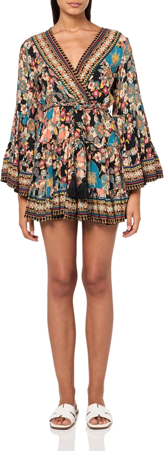 Angie Womens Women's Wide Sleeve Top with Surplus Neckline