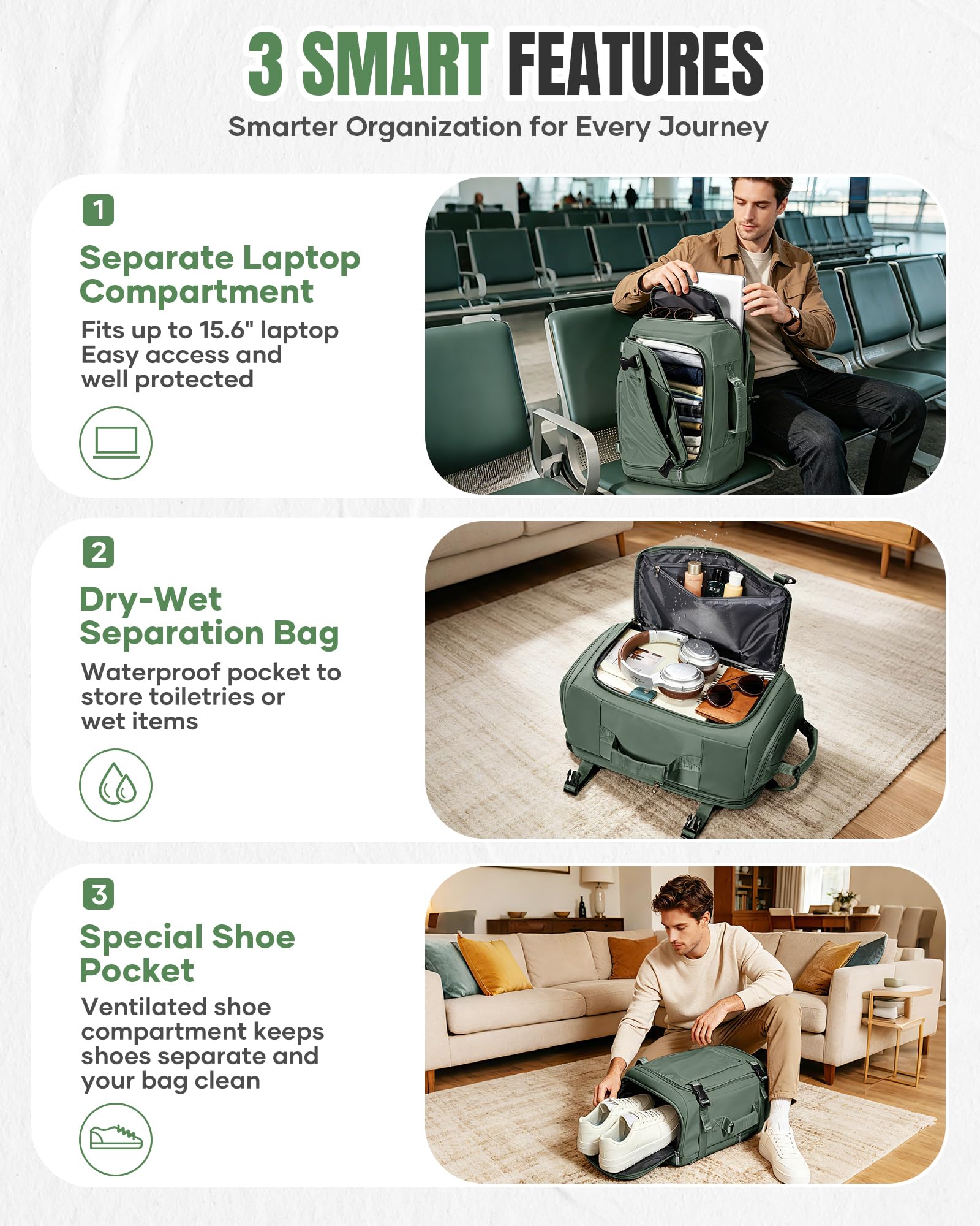 BJLFS Vakuum Rucksack 40×30×20 Handgepäck Rucksack 40x20x25 für Ryanair Wizzair Reiserucksack Damen Vakuum Handgepäck Flugzeug Easyjet 45×36×20 Wasserdicht Laptop Rucksack Herren