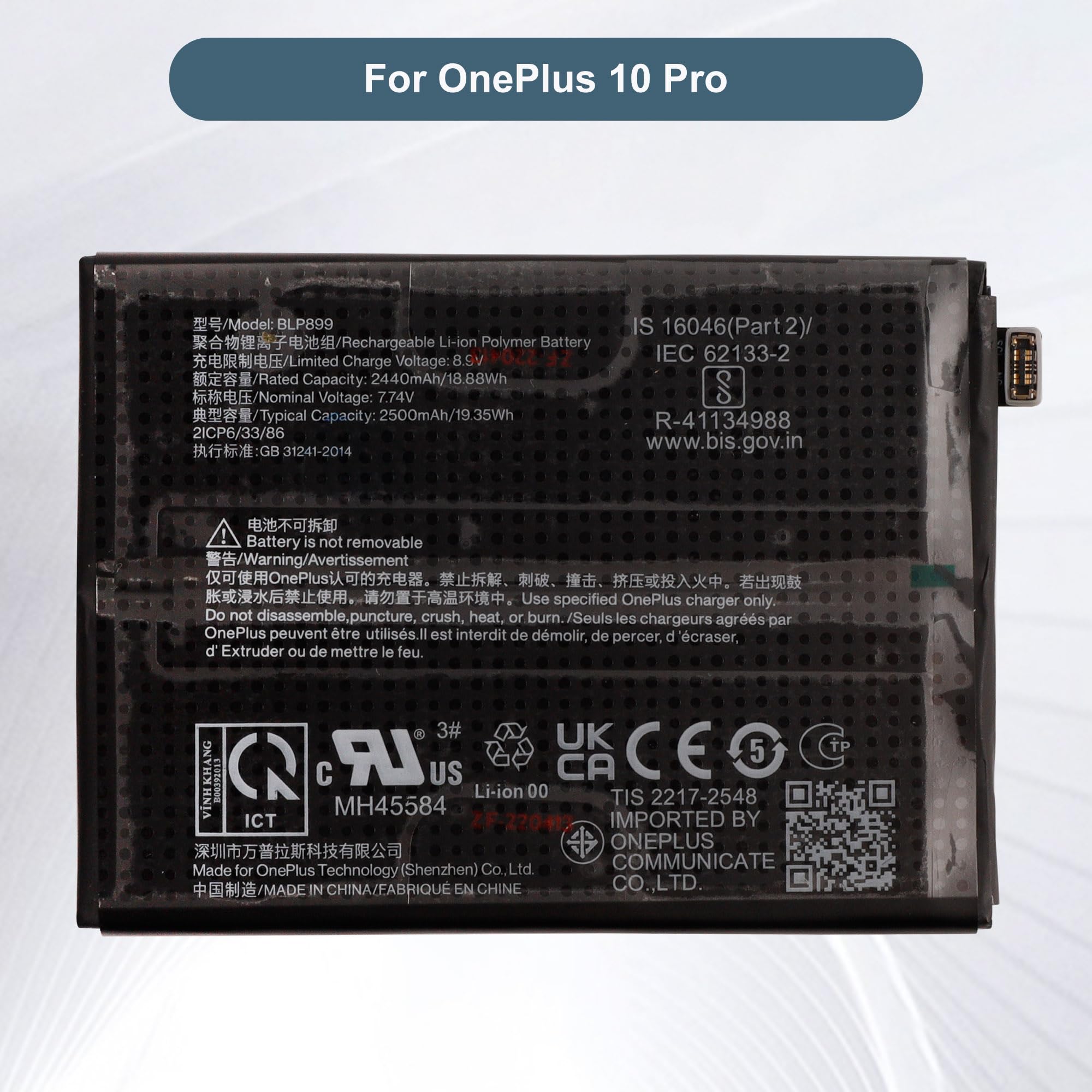 Batterie de téléphone portable haute capacité 5800mAh BLP899 pour OnePlus 10 pro pour One Plus 1 + 10 Pro  509