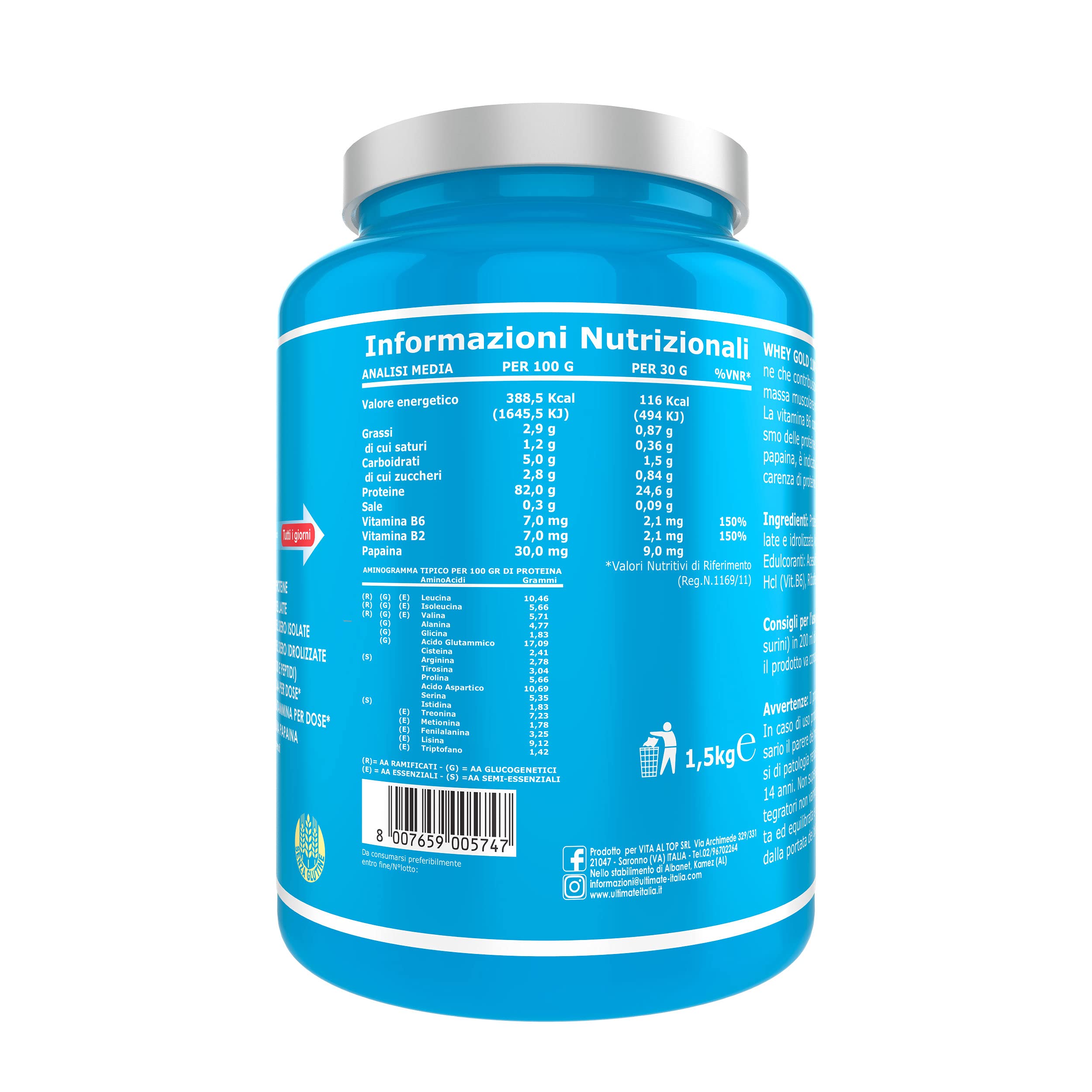 Ultimate Italia - Whey Gold 100% gusto vaniglia 1,5 Kg