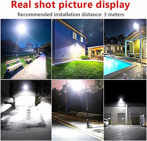 Miniatura 6 de ikaufen 80000LM 8500K Luz solar LED de calle 800 W, luces comerciales al aire libre, impermeables, de alto brillo LED, del atardecer al amanecer,
