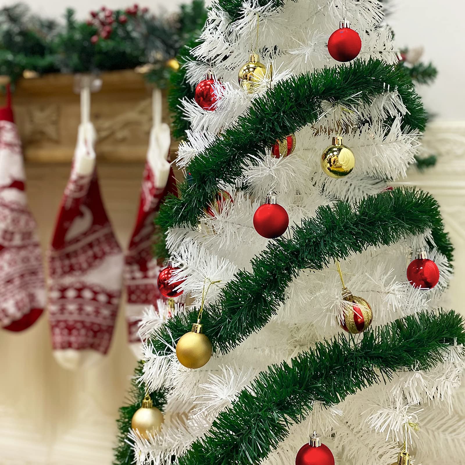 TURNMEON 2 Pack Total 66 Foot Christmas Garlands Greenery Decorations, Each 33 Ft Artificial