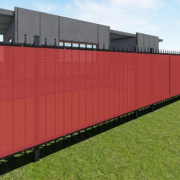Windscreen Mesh Shade Privacy Screen Fence Net Cover Heavy Duty 180gsm Fencing 97% Blockage for Outdoor Wall Garden Yard Backyard, Red 9x99