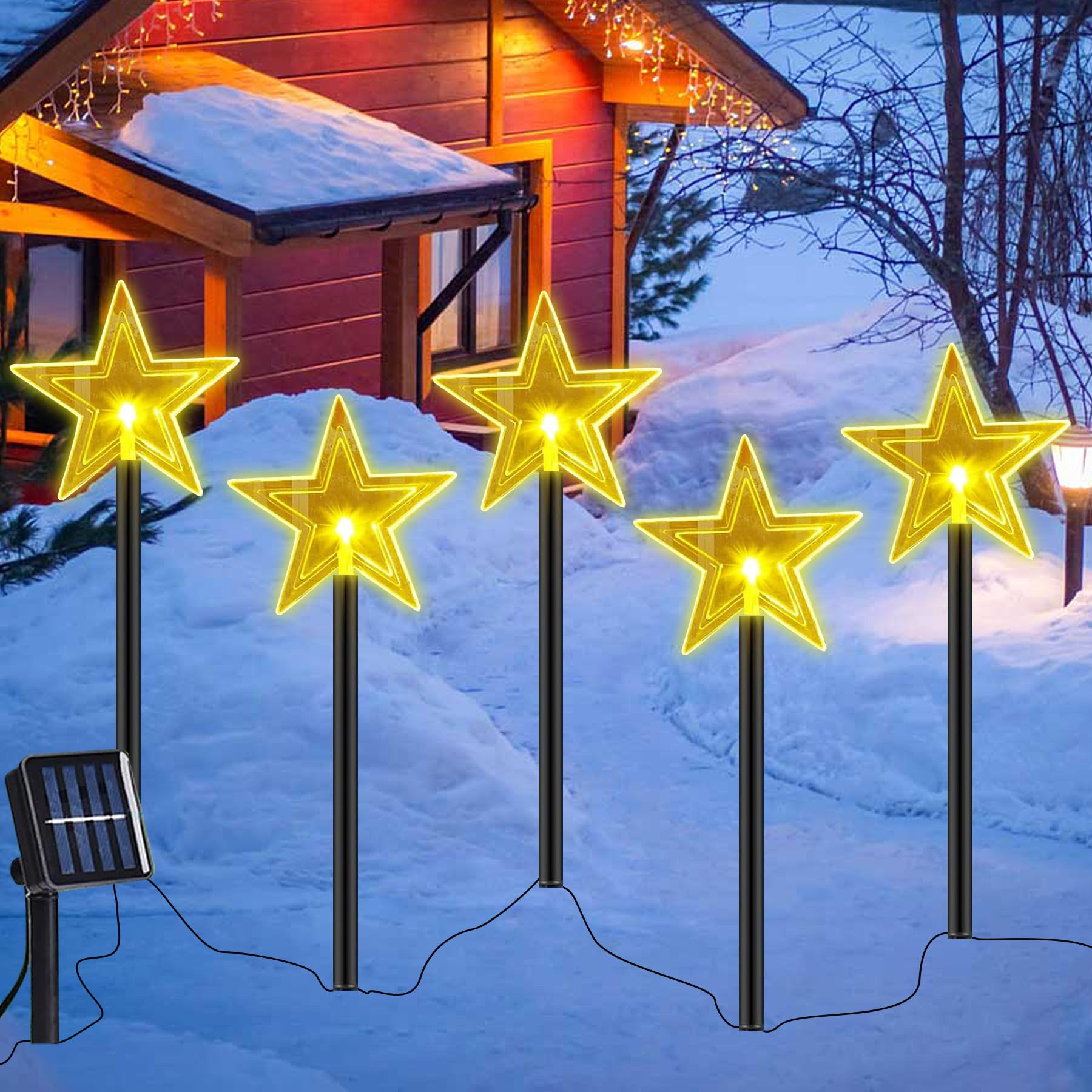 Pack of 5 Outdoor Solar LED Garden Stake Christmas Decoration Solar Outdoor Fairy Lights Outdoor Christmas Decoration Garden Christmas Decoration Outdoor โ image 1