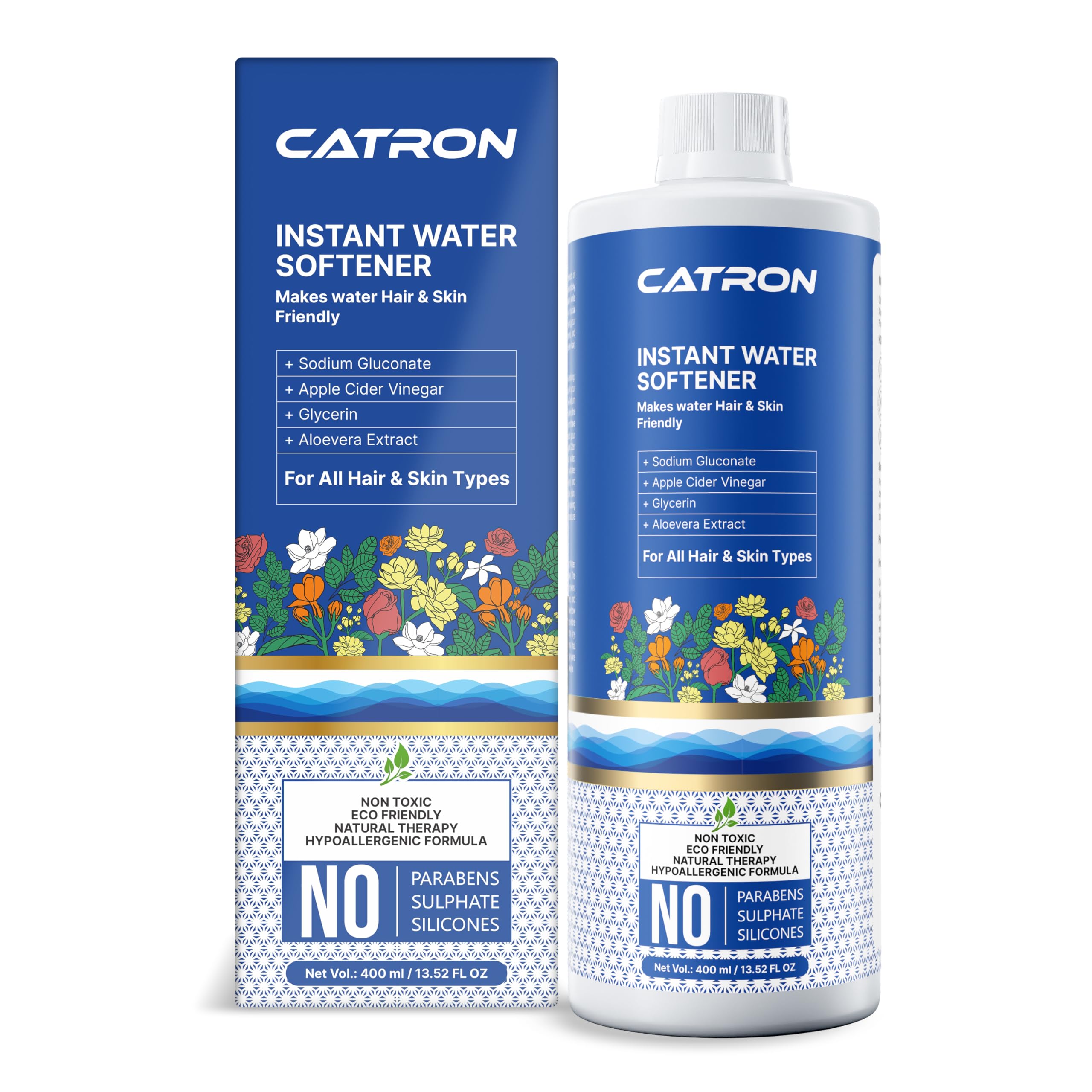 CATRON Instant Water Softener | Treat water Hair & Skin Friendly for Bathing Experience | Helps in Hair Fall & Skin Irritation | Maintain Water TDS & pH Level | Fragrance Free 400ml (Pack of 1)