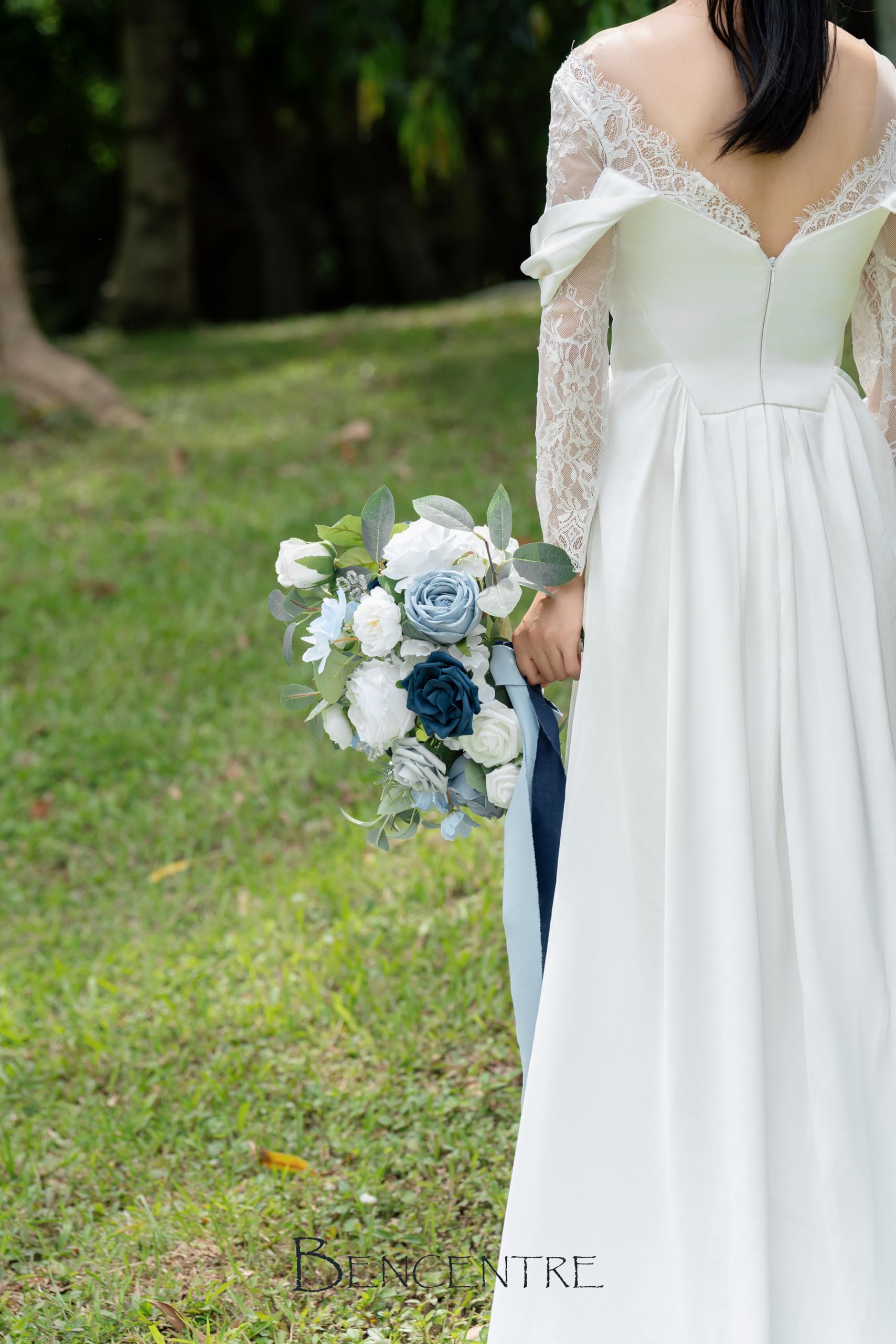 Amazon｜BENCENTRE 14インチ ネイビーブルーブライダルブーケ