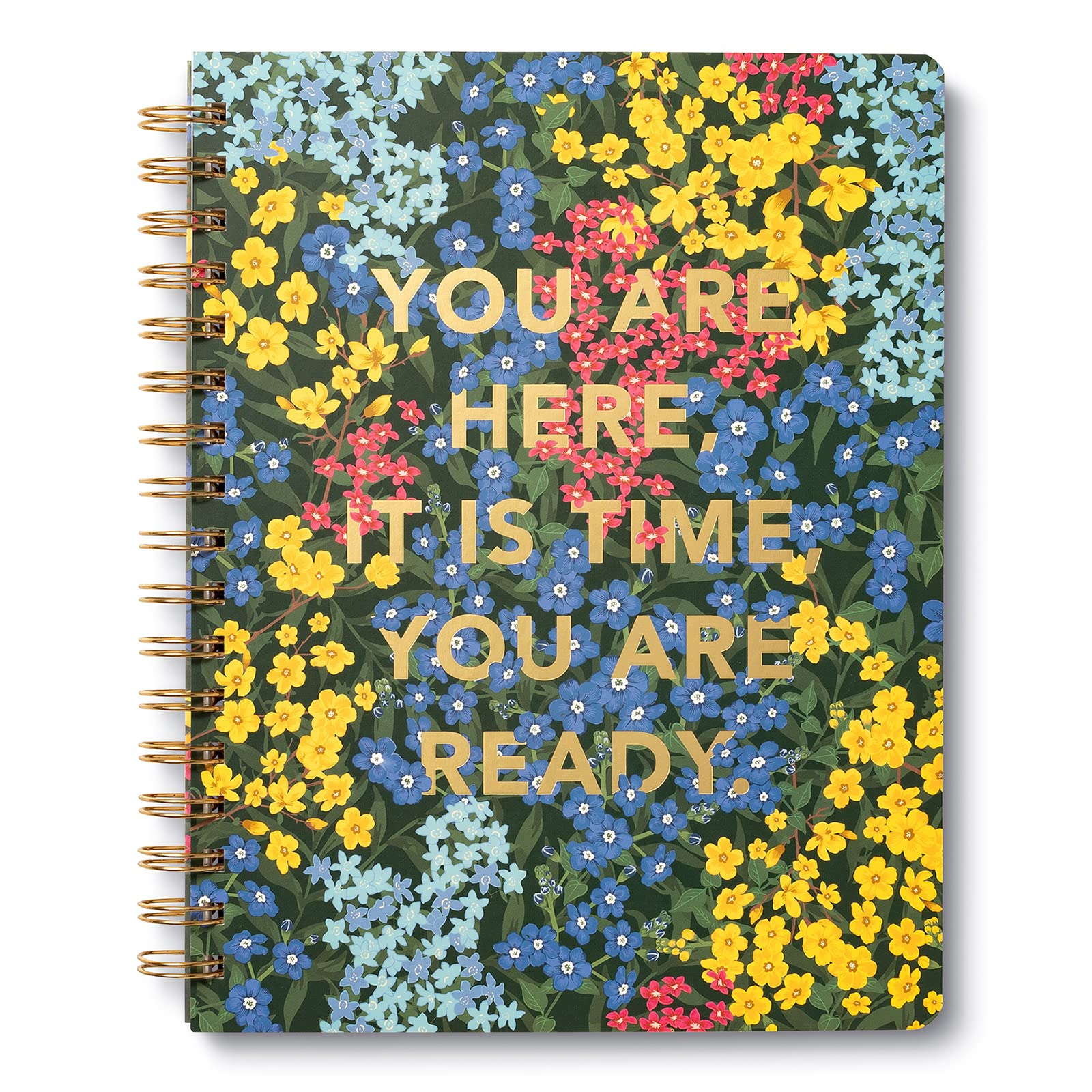 Compendium Spiral Notebook - You are here, it is time, you are ready. — A Designer Spiral Notebook with 192 Lined Pages, College Ruled, 7.0”W x 9.25”H