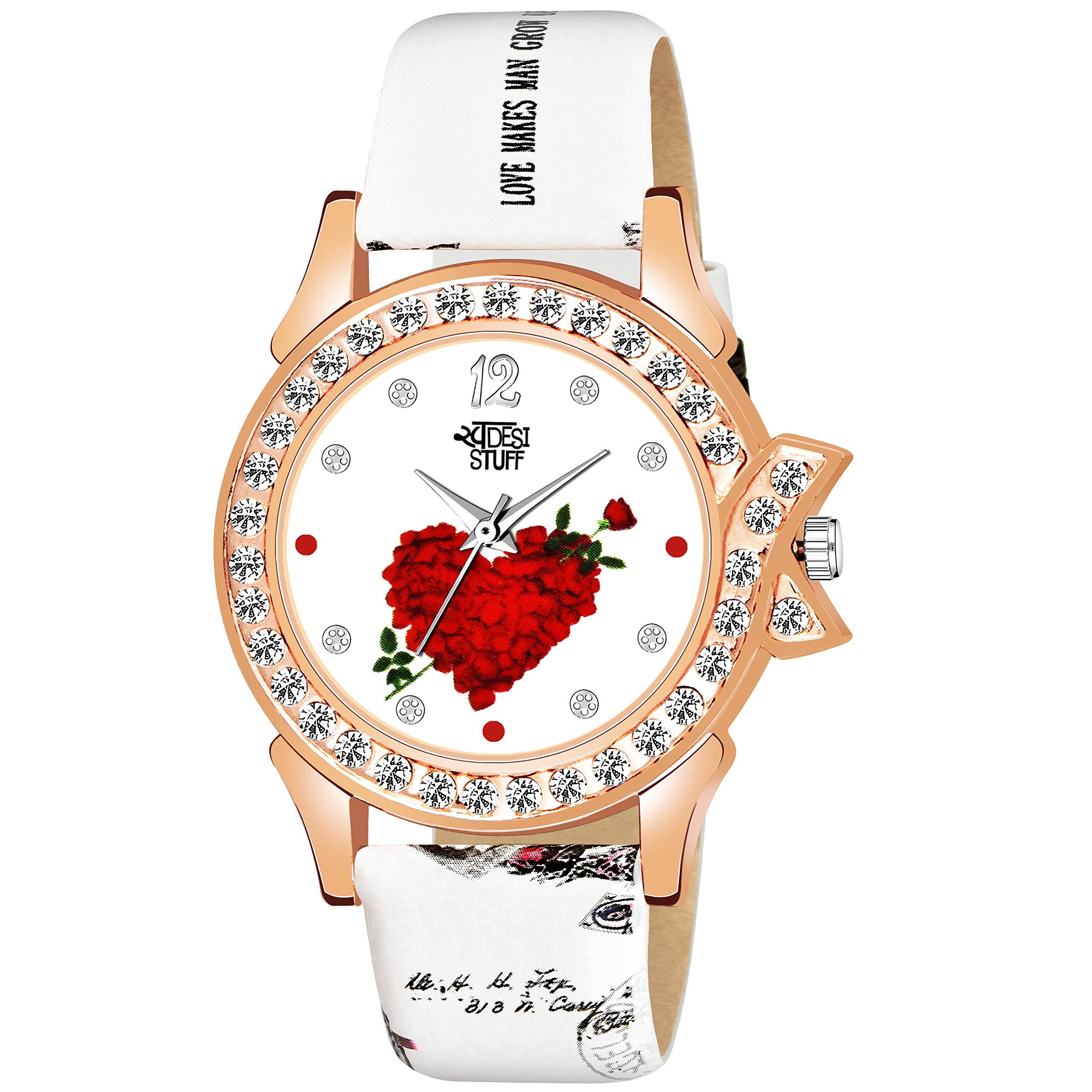SWADESI STUFF Leather Red Sweet Heart White Dial Gold Analog Watch For Girls And Women, Multi-Color Band (B08L57F1ZJ) Amazon Price History, Amazon Price Tracker