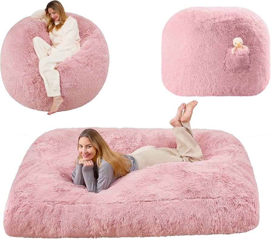 Amazon.com: Pink Bean Bag Bed Giant Bean Bag Chairs for Adults
