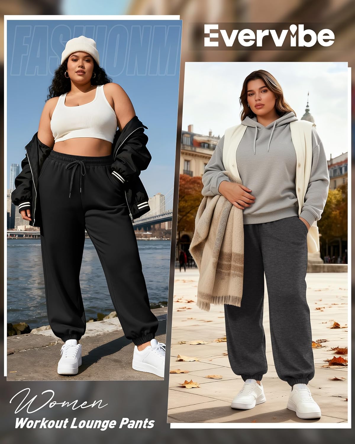 3 Pack Women's Plus Size Joggers, Drawstring Loose Fit Sweatpants Comfy Casual Lounge Pants with Pockets - Image 6