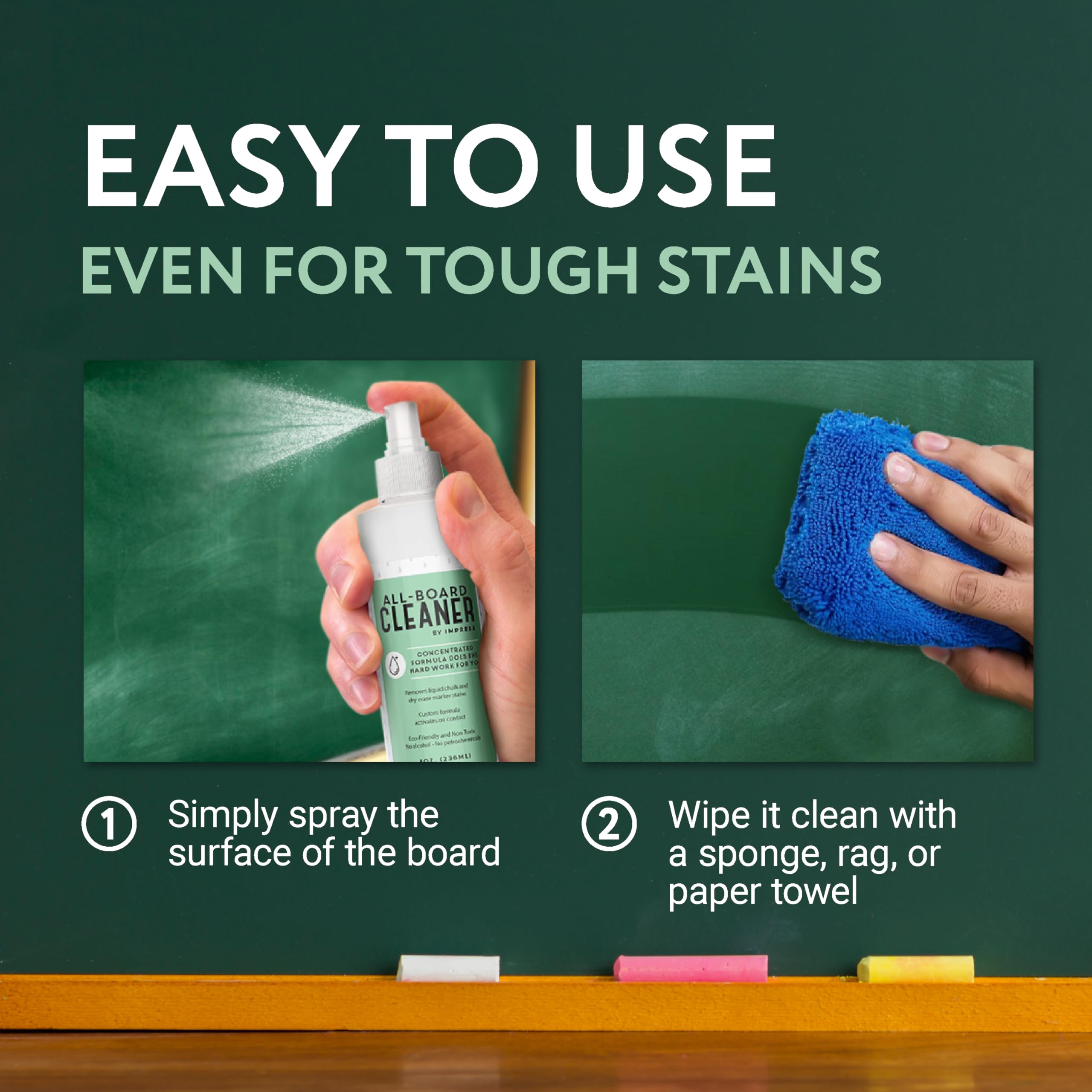 IMPRESA Chalkboard Cleaner Spray - 8 oz White Dry Erase - Non-Toxic Dry Erase Spray Cleaner for Chalk — view 5