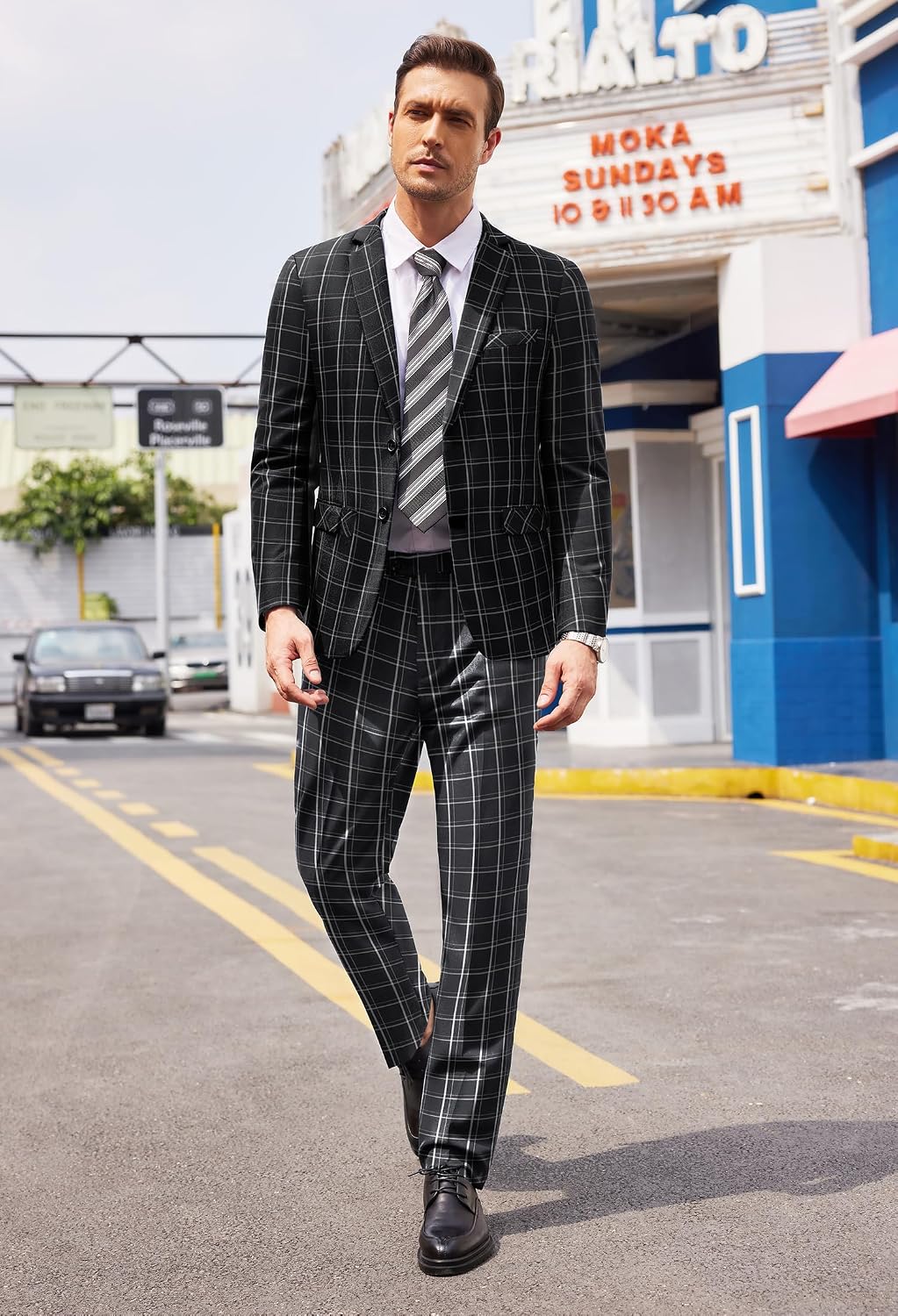 COOFANDY Men's 2 Piece Suits Classic Fit 2 Button Dress Suits Tuxedo Jacket Blazer for Wedding Business Dinner Prom thumbnail