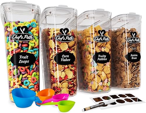 Juego de contenedores de cereales grandes 4 L 1352 onzas recipientes herméticos de almacenamiento de alimentos para organización de cocina y