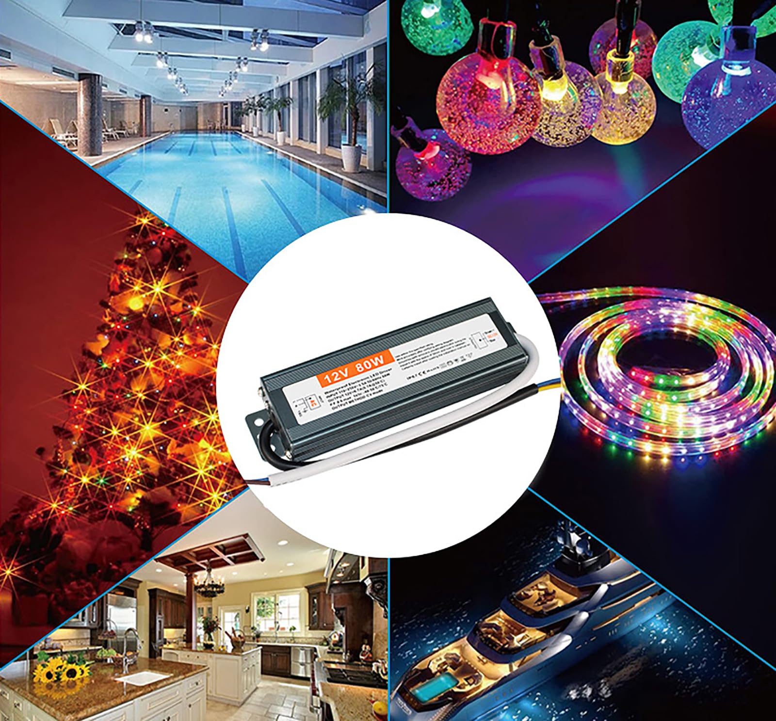 Trasformatore LED 24V Impermeabile IP67, Driver LED Elettronico, Convertitore di Alimentazione per Strisce LED, Barre Luminose e Illuminazione Esterna (24V, 300W)