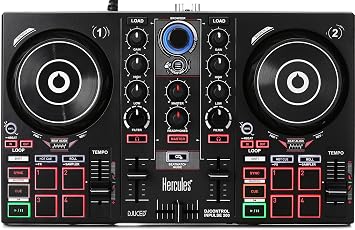 Hercules DJControl Inpulse 200 DJ controller with USB, ideal for beginners learning to mix - 2 tracks with 8 pads and sound card - Software and tutorials included