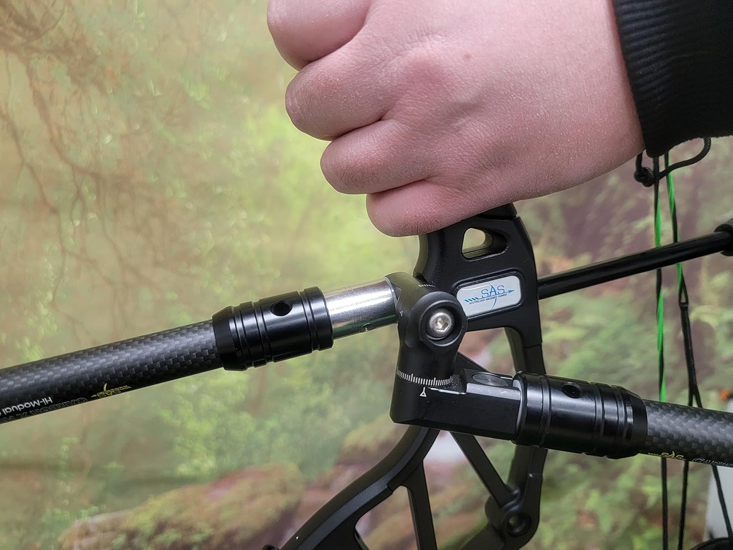 SAS Aluminum Bow Stabilizer V-Bar Mount with Side Bar Quick Disconnects and Micro Adjustments for Olympic Recurve Bow or Target Compound Bow
