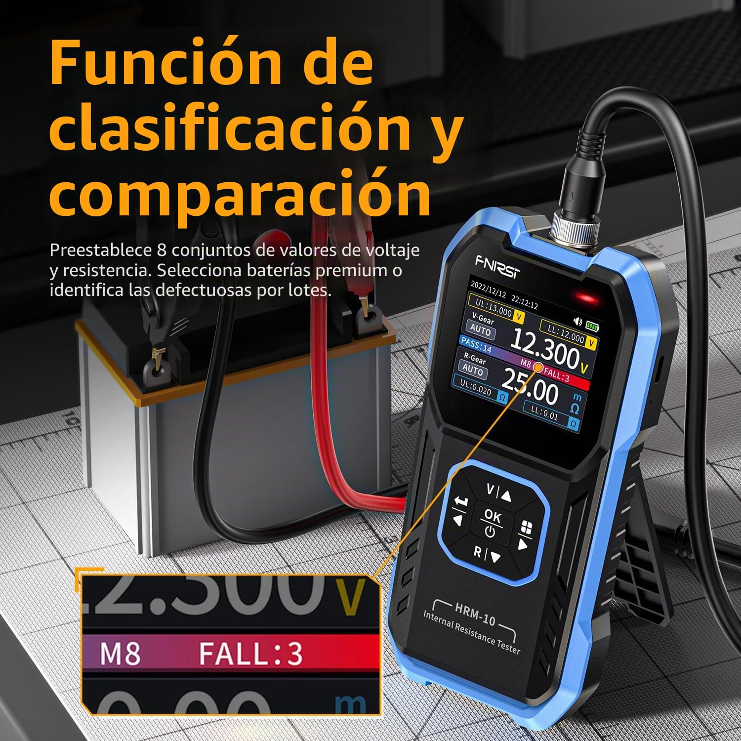 Comprobador de Resistencia Interna 100V 200Ω Comprobador de baterías para Batería Li/Lab/Zine/Bcb etc Medidor de resistencia interna para Uso Doméstico (HRM-10)