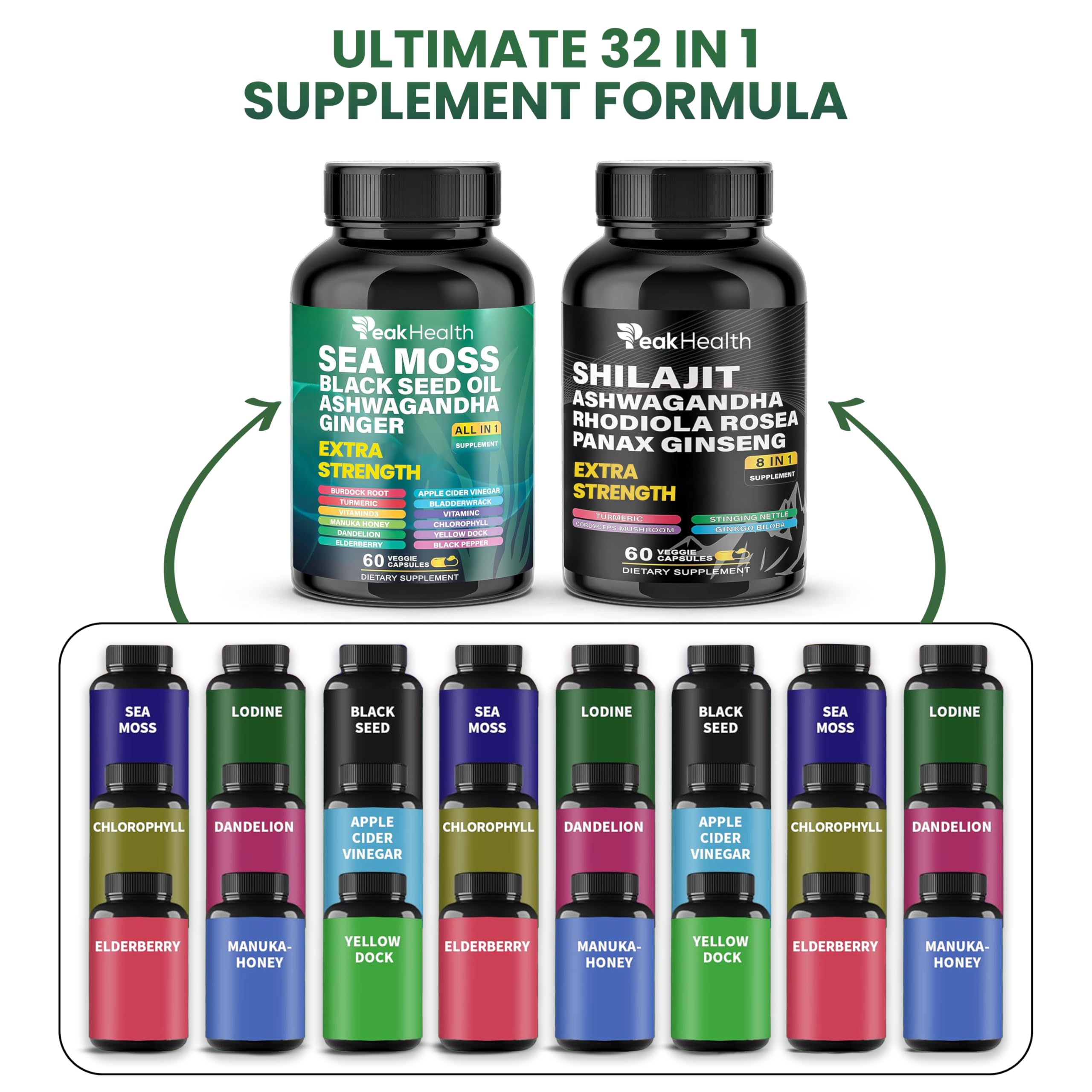 Peakhealth Shilajit and Sea Moss Bundle 120 Count Capsules — Amazon image 5