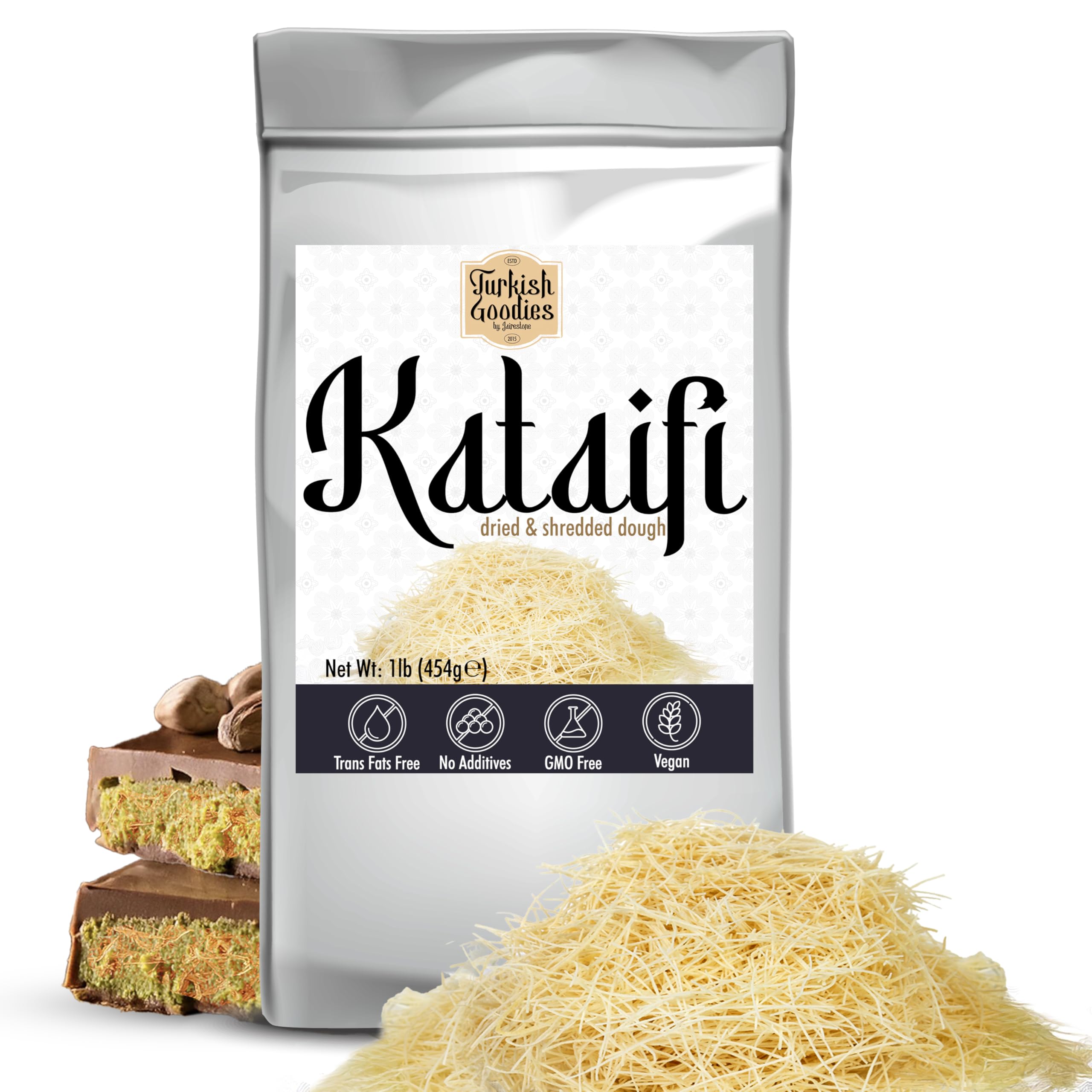 Shredded Kataifi Fillo Dough (1 lb) - Kadayif Pastry - Secret to the Viral Crunchy Dubai Chocolate Bar - Dried Knafeh Pastry for Toasted, Crispy Kunafa by Turkish Goodies