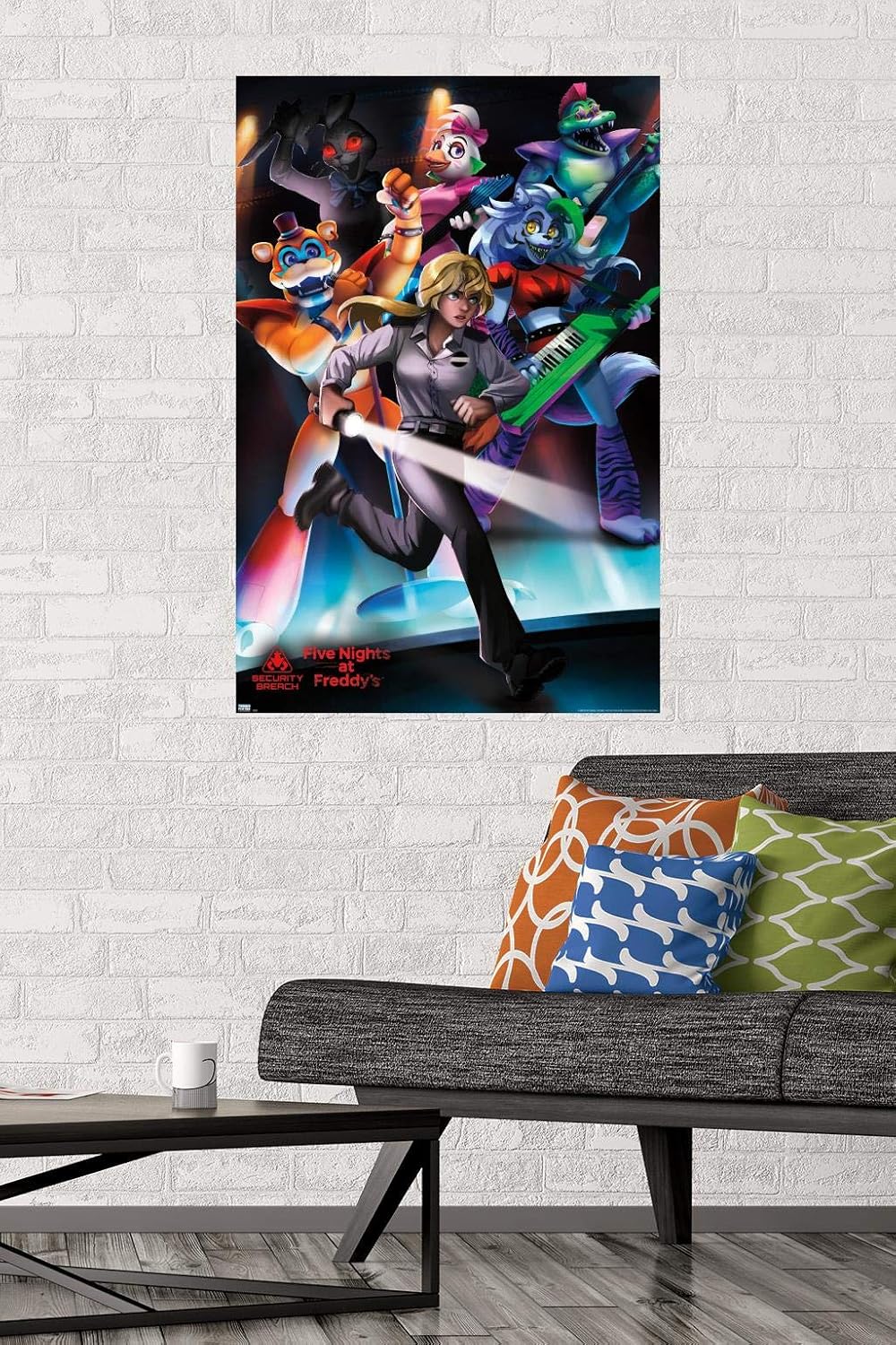 Trends International Five Nights at Freddy's: Security Breach - Group Wall Poster, 22.375" x 34", Poster & Mount Bundle