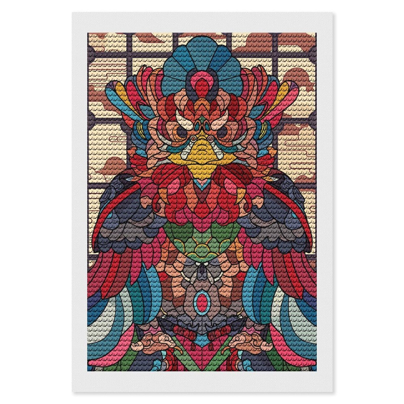 Junmoney Colorful Mythical Bird Illustration DIY Diamond Art Canvas Kit 8"x12", for Teens, Aesthetic Room Decor, Farmhouse Decor, Canvas Picture, Birthday Gift