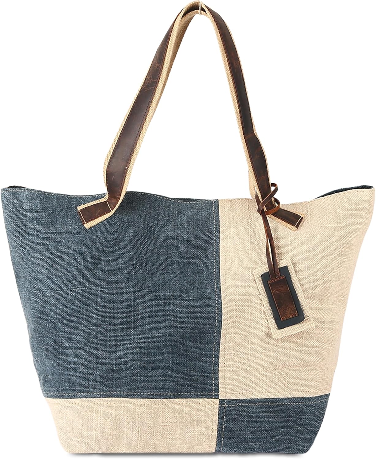 KomalC Two-Tone Jute & Leather Tote for Women, Stylish, Sustainable, Perfect for Daily Use, Shopping, Work and Casual Outings KomalC Two-Tone Jute & Leather Tote for Women, Stylish, Sustainable, Perfect for Daily Use, Shopping, Work and Casual Outings