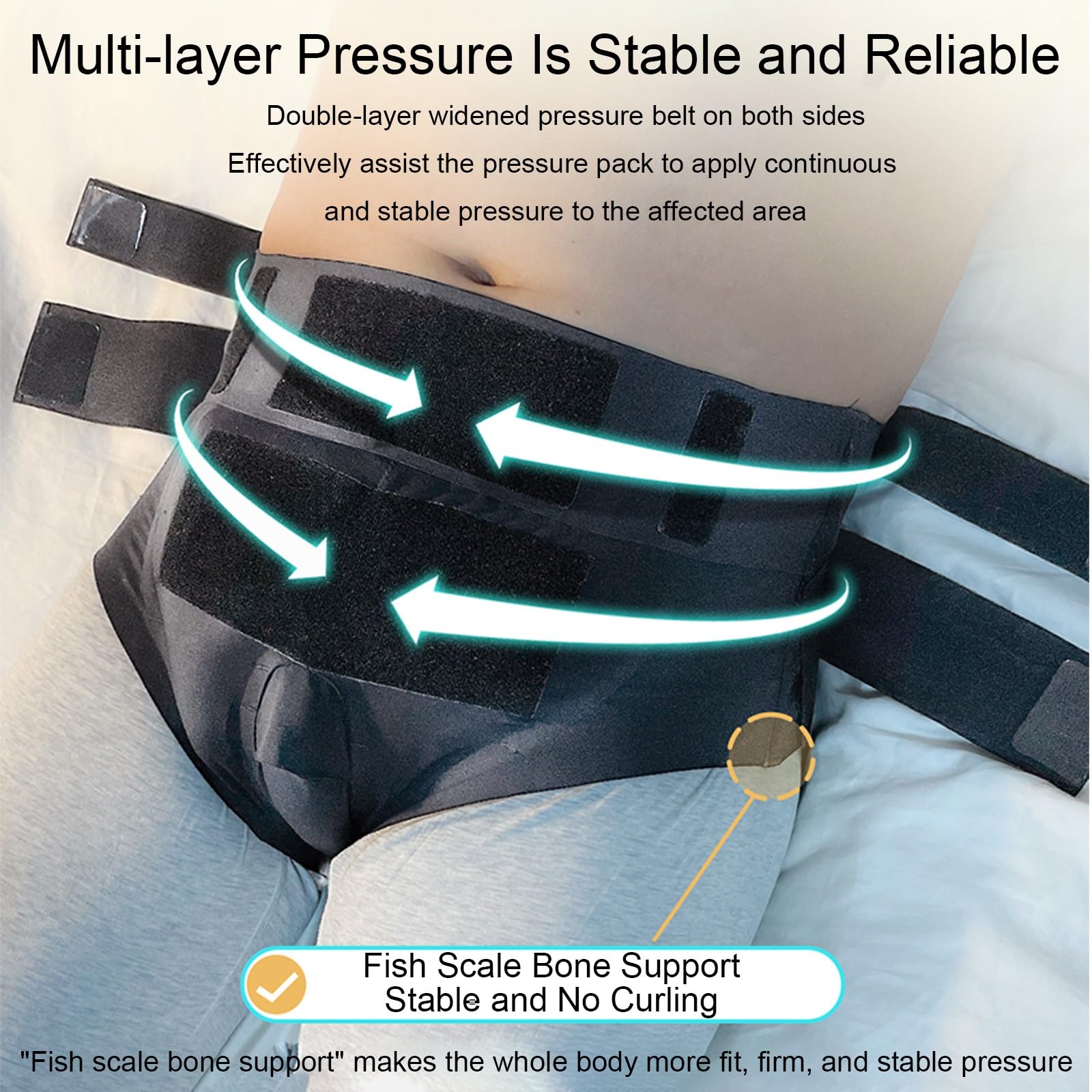Braguero Hernia Inguinal Hombre, Hernia Inguinal Hombre, Soporte Escrotal con 2 Almohadillas de Compresión Extraíbles Extragrandes(X-Large)