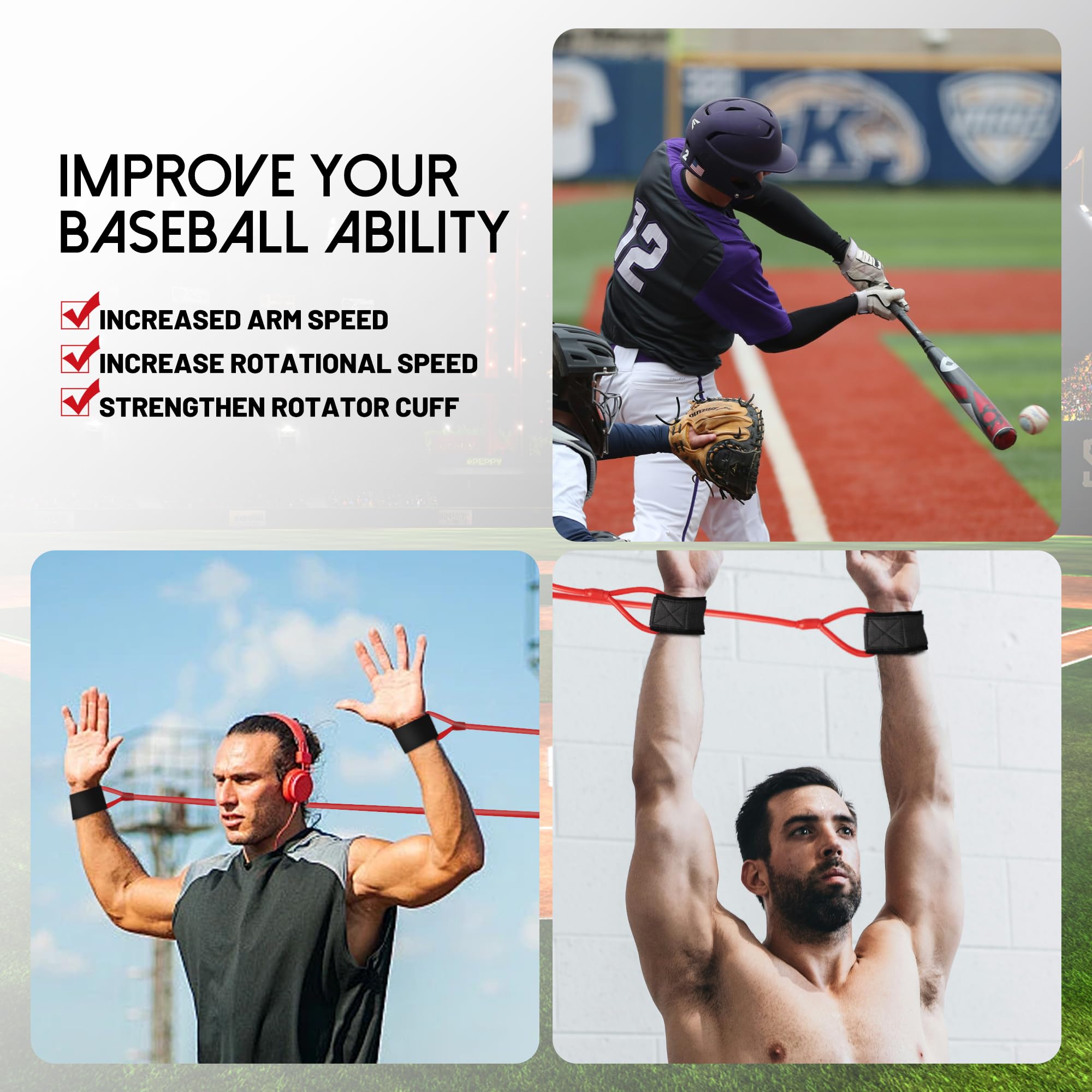 Bandas de entrenamiento de resistencia para béisbol, sóftbol, fuerza del brazo, equipo de lanzamiento y acondicionamiento para niños