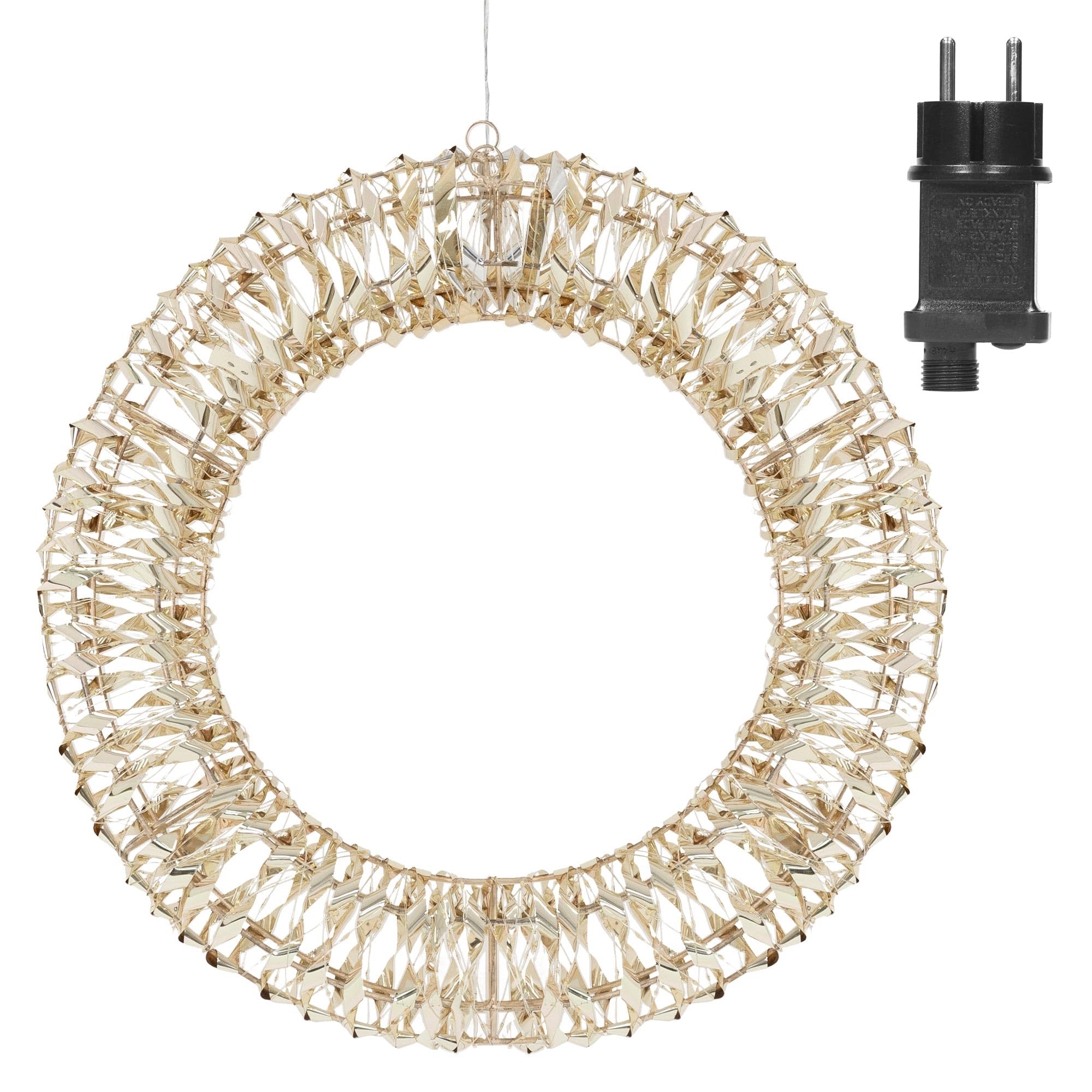 ECD Germany LED Weihnachtskranz Ø38cm mit 480 warmweißen Micro LEDs & Timer, IP44 Wasserdicht Innen/Außen, 3D Metallkranz LED Beleuchtung, Hängekranz Lichterkranz Leuchtkranz Türkranz Weihnachtsdeko