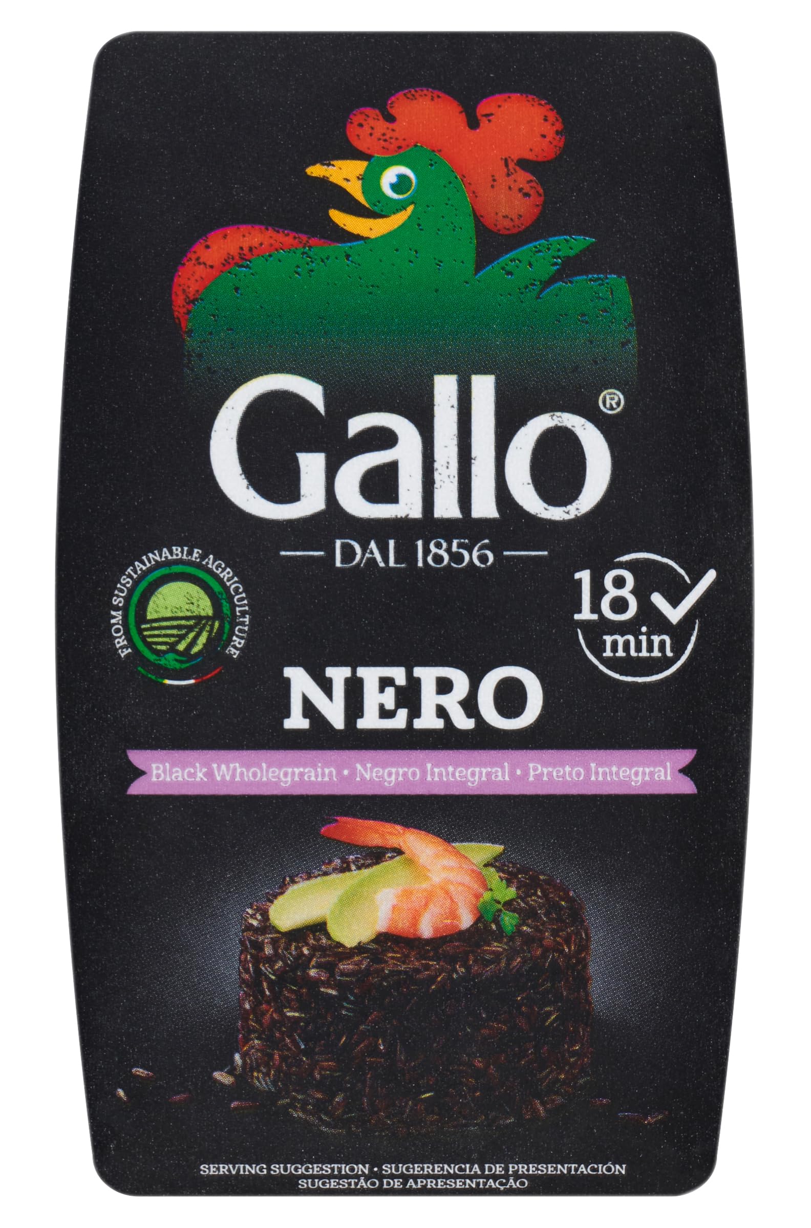 Riso Gallo Nero, Vegan Black Wholegrain Rice, Premium Gourmet Quality with Rich & Nutritious Whole Grain, 500 g (Pack of 1)